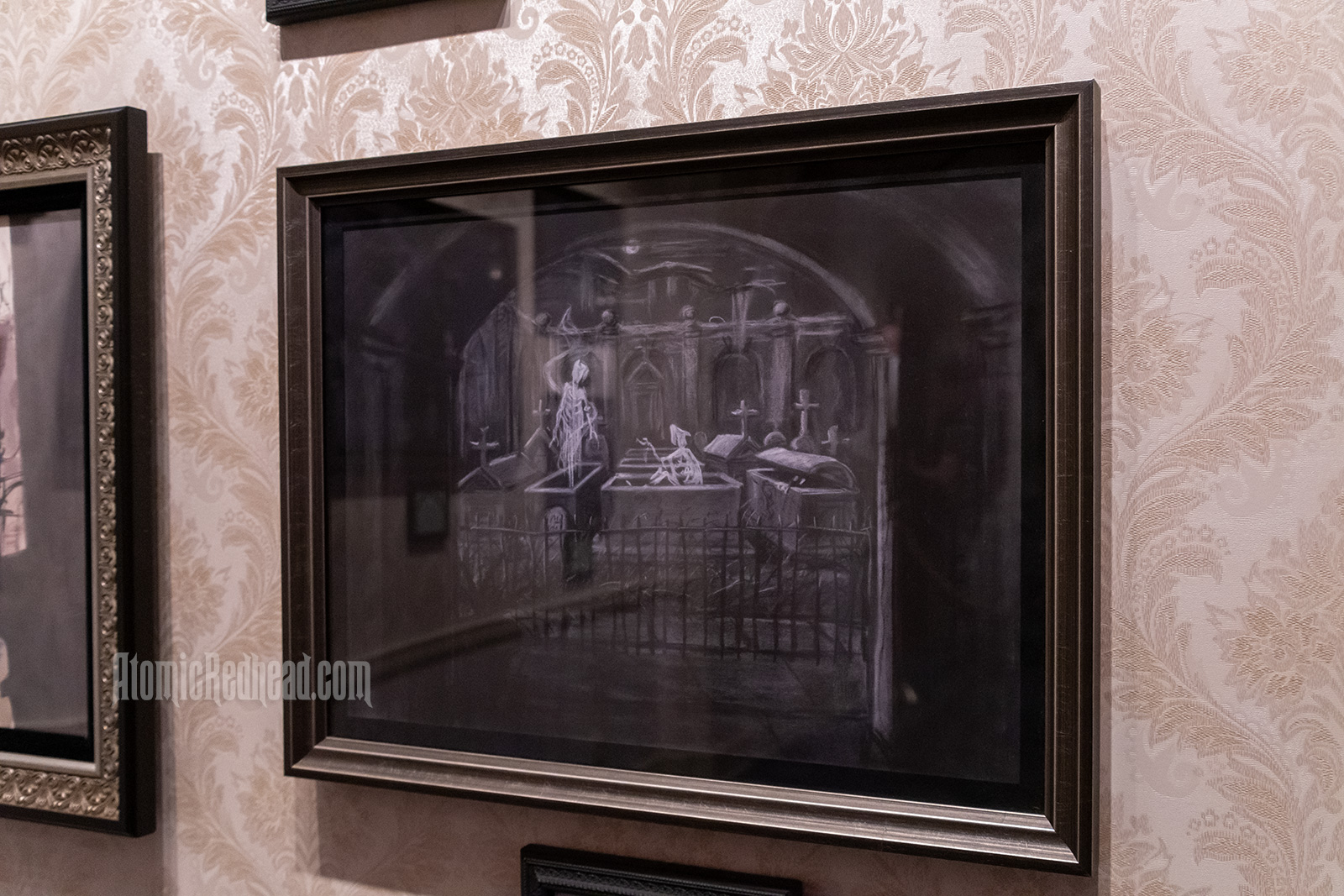 An illustration of of ghosts crawling out of their above ground crypts.