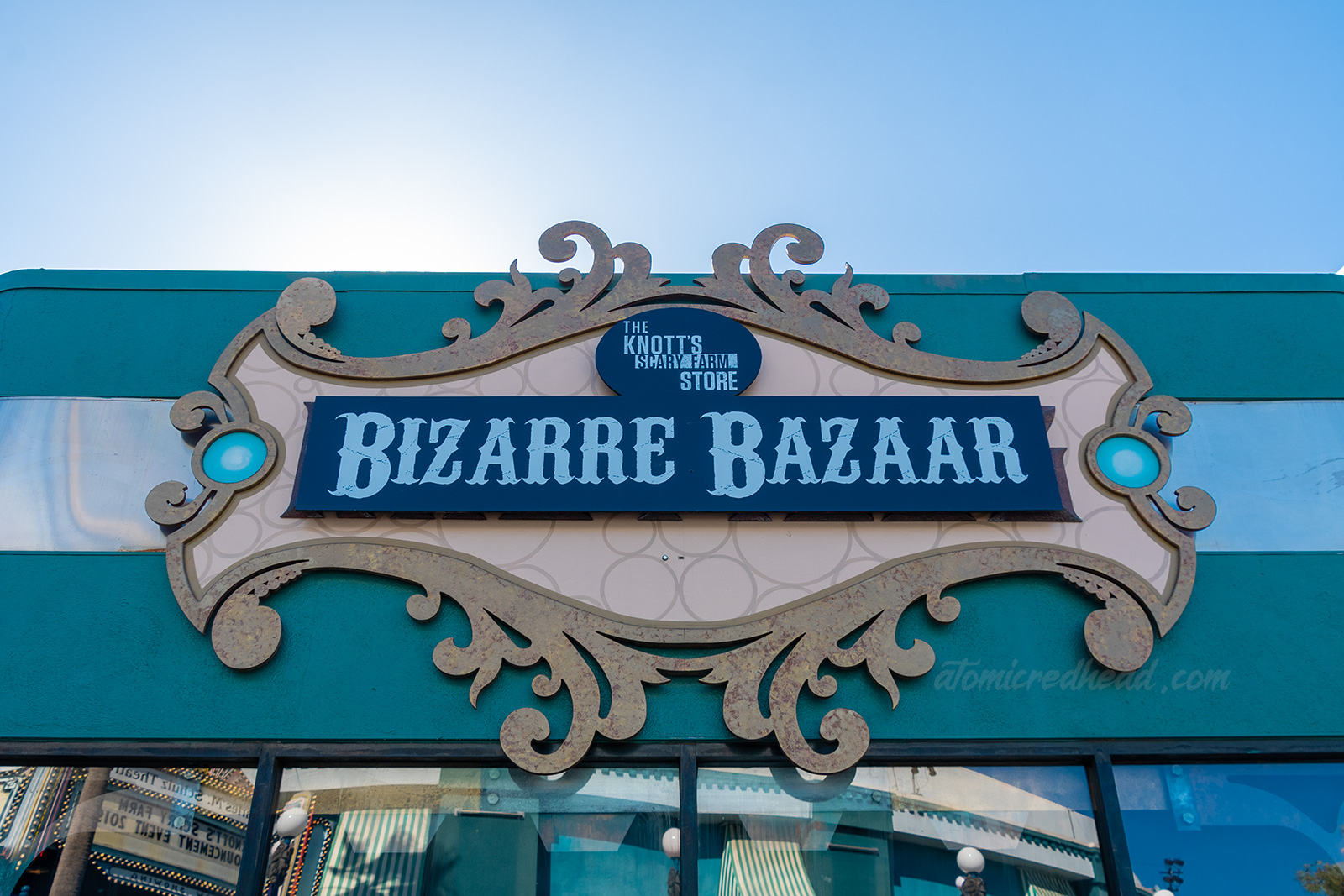 Exterior of the Bizarre Bazaar, where various goodies for Knott's Scary Farm are available for sale, including the art show "Into the Fog"