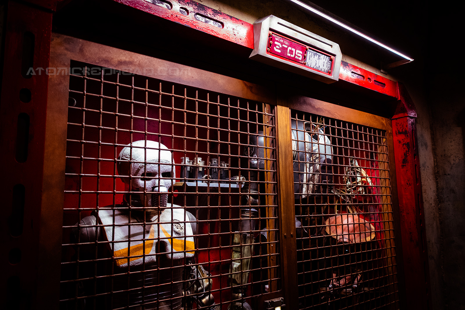 Droid parts sit inside a case.