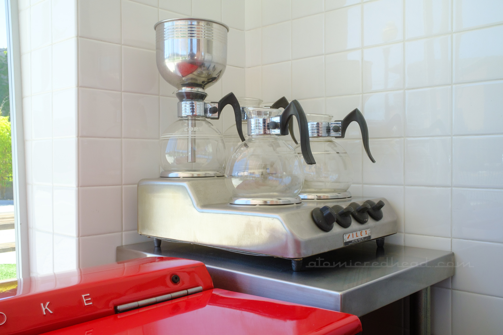 A vintage coffee maker.