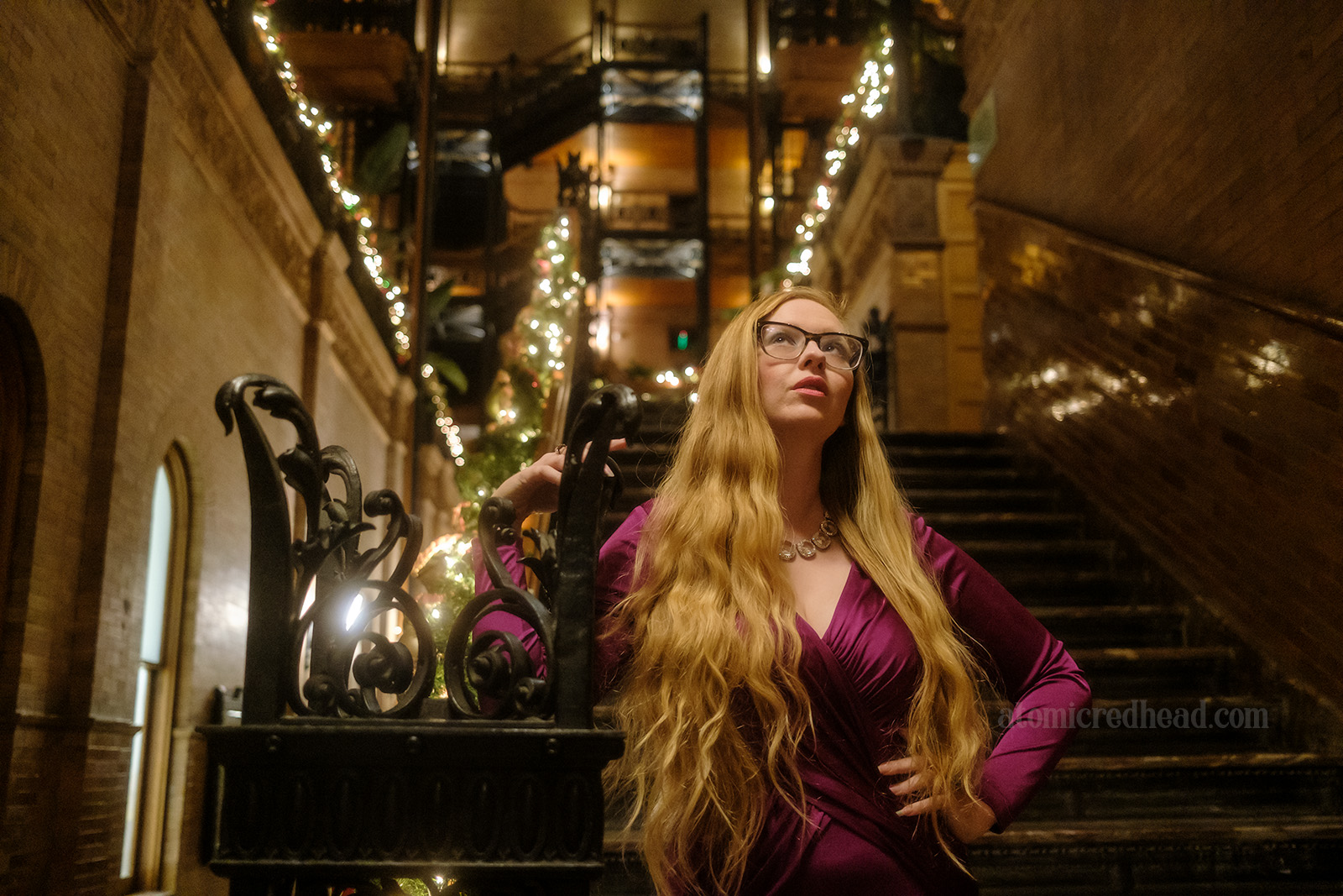 Myself standing on the staircase, the opposite staircase visible in the background.