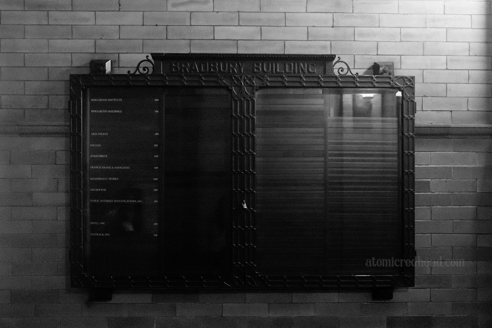 Bradbury Building directory.