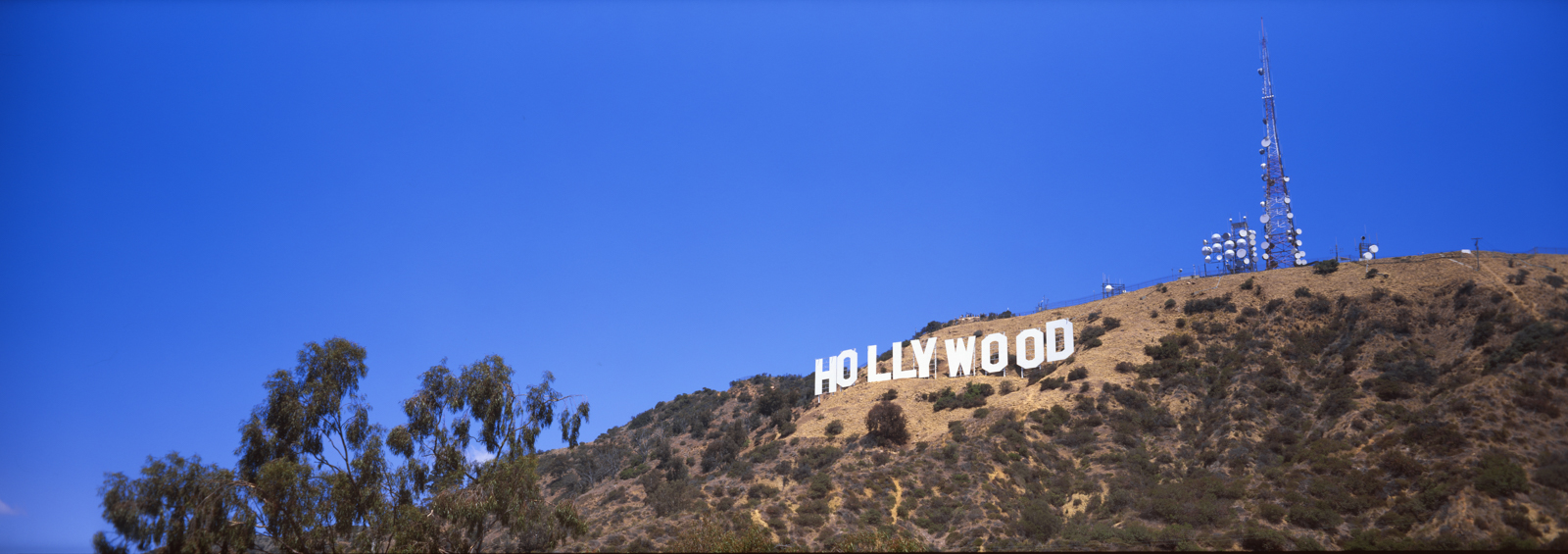 Panoramic photograph of the Hollywood sign