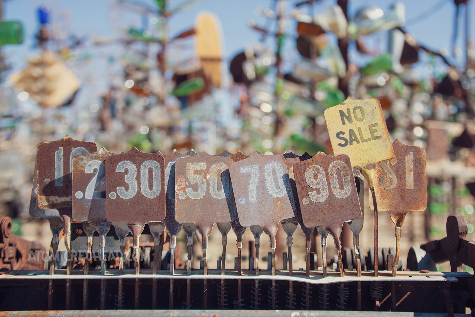 Sale signs from a vintage cash register.
