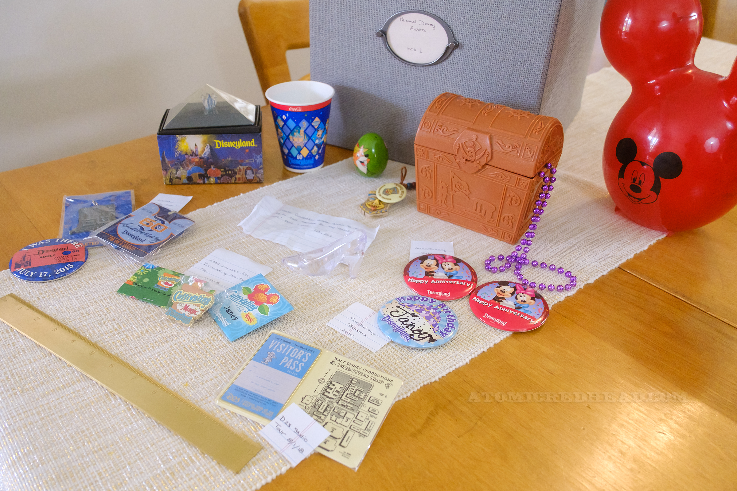 View of various Disneyland items ready to be imported into Artifcts.