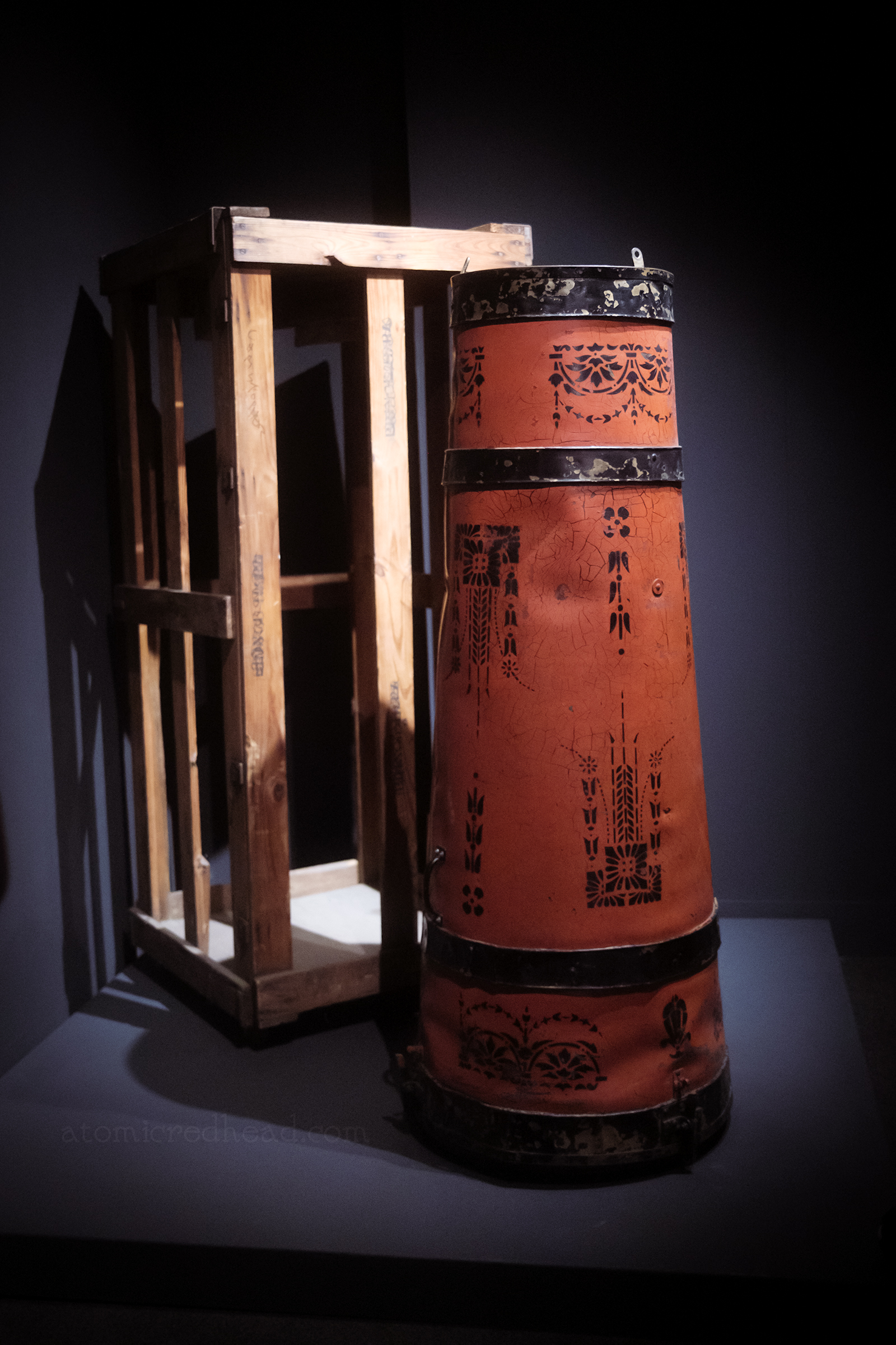 An odd red and black structure known as the Transformation Cone.