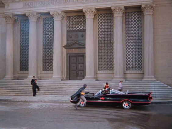 The Roman columned building from New York Street as it appeared in the Batman TV series.