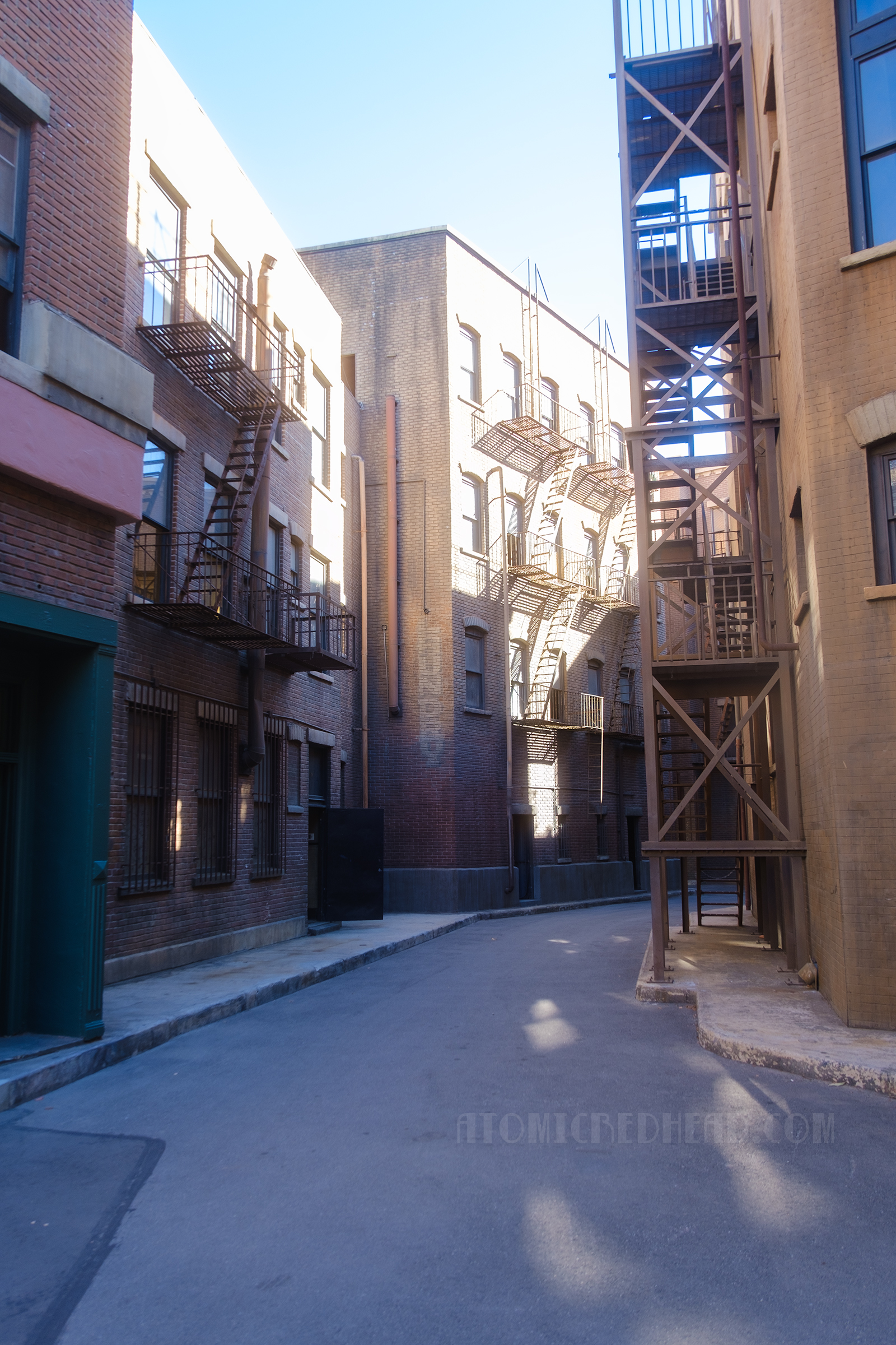 A fire escape lined alleyway portion of Hennessy Street.