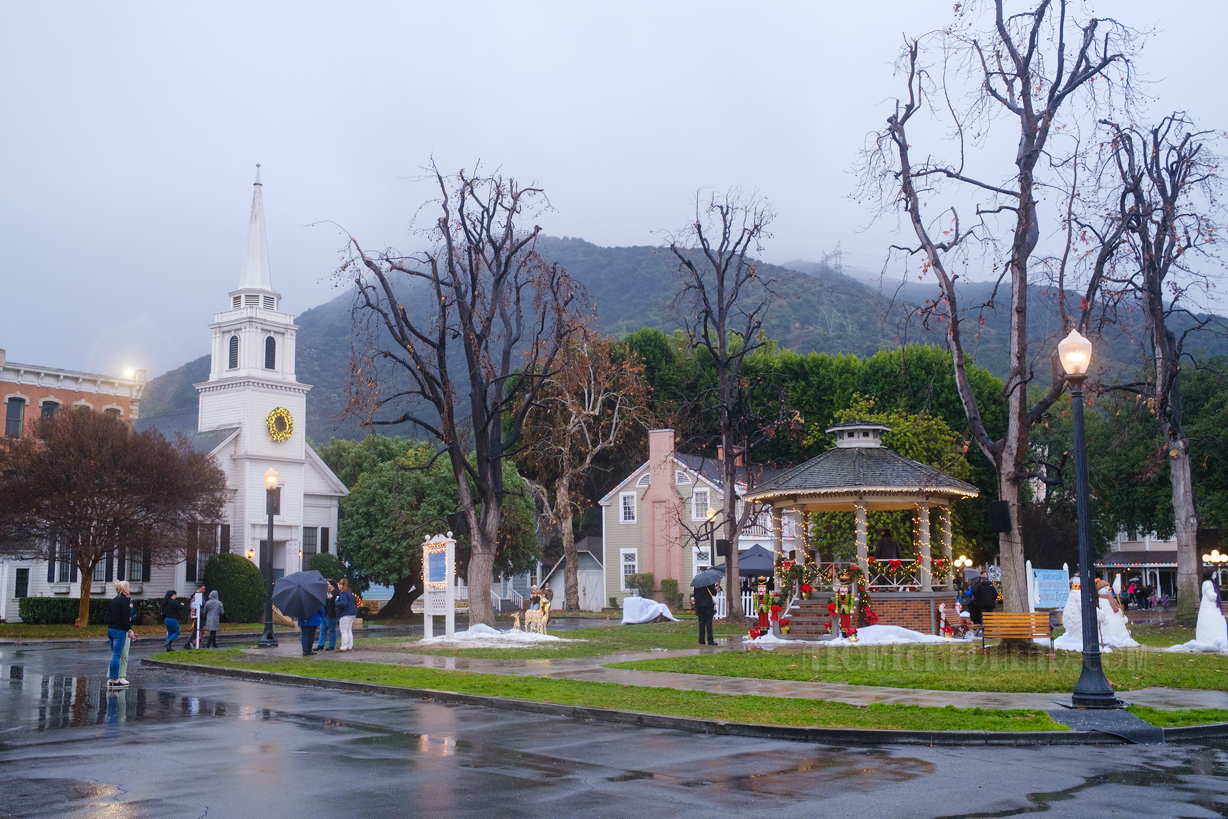 Overall view of Midwest Street dressed up like Stars Hollow from Gilmore Girls.