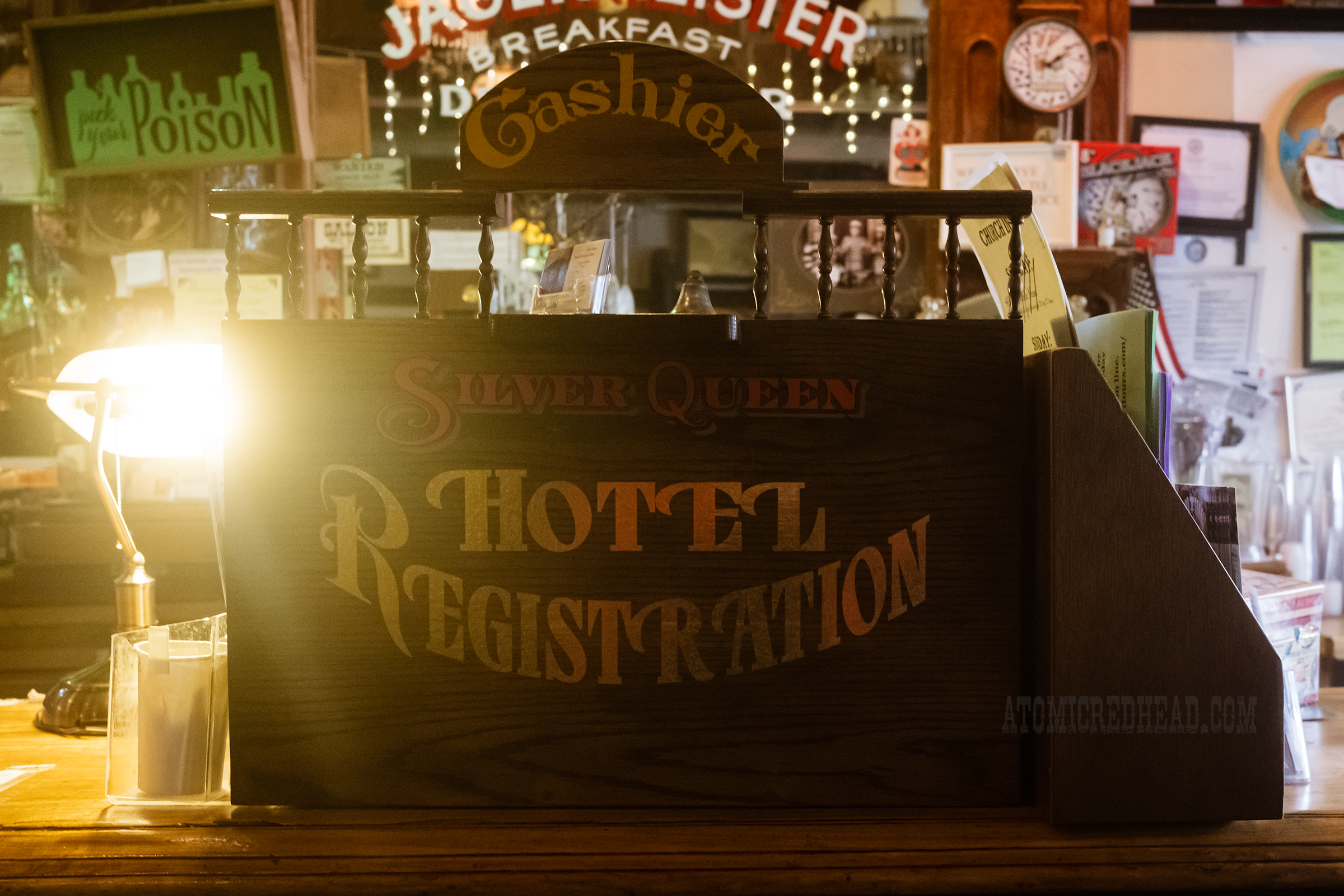 Register for the Silver Queen which is painted to read "Cashier Hotel Registration"