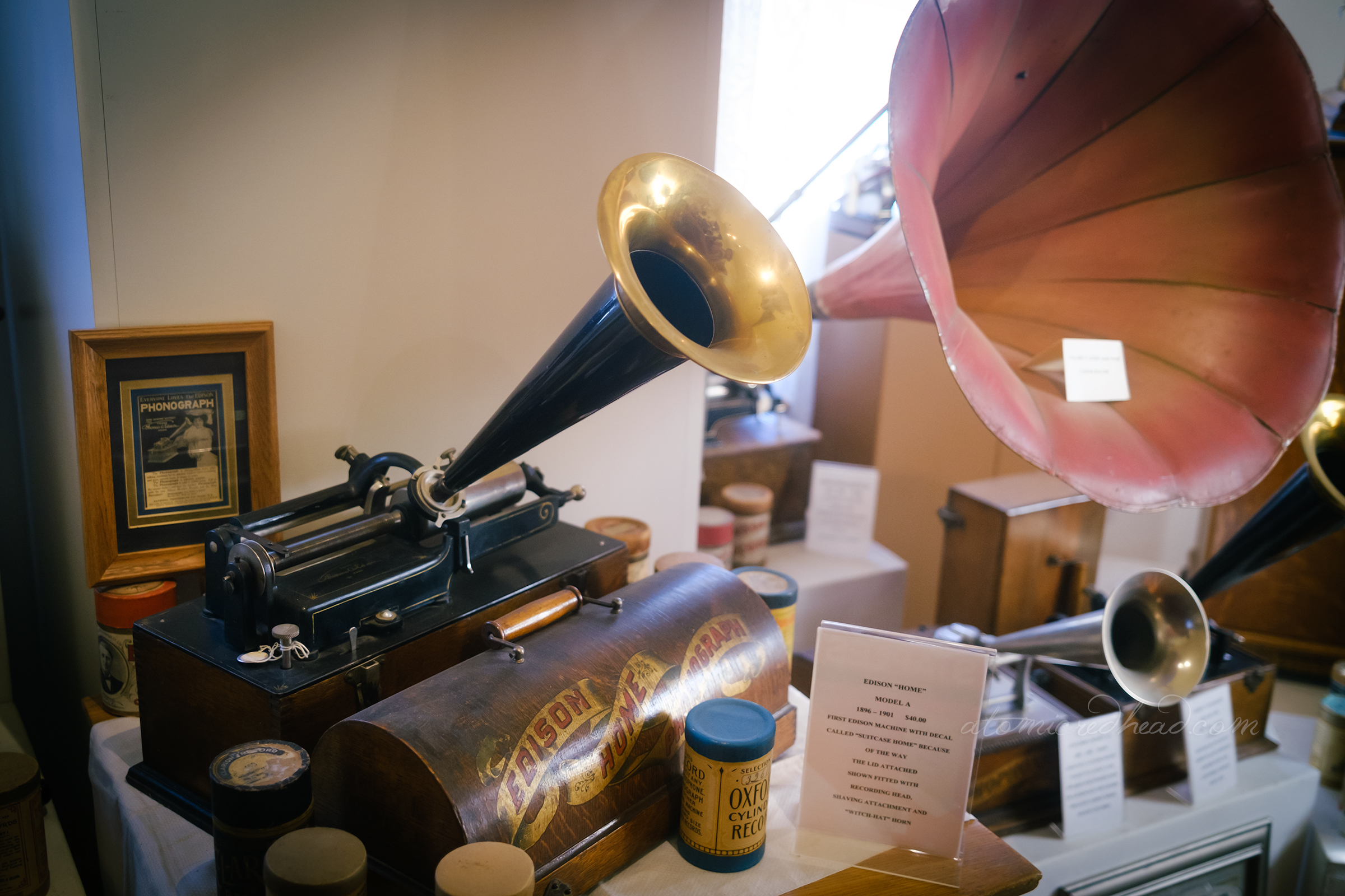 Close-up of an Edison phonograph.