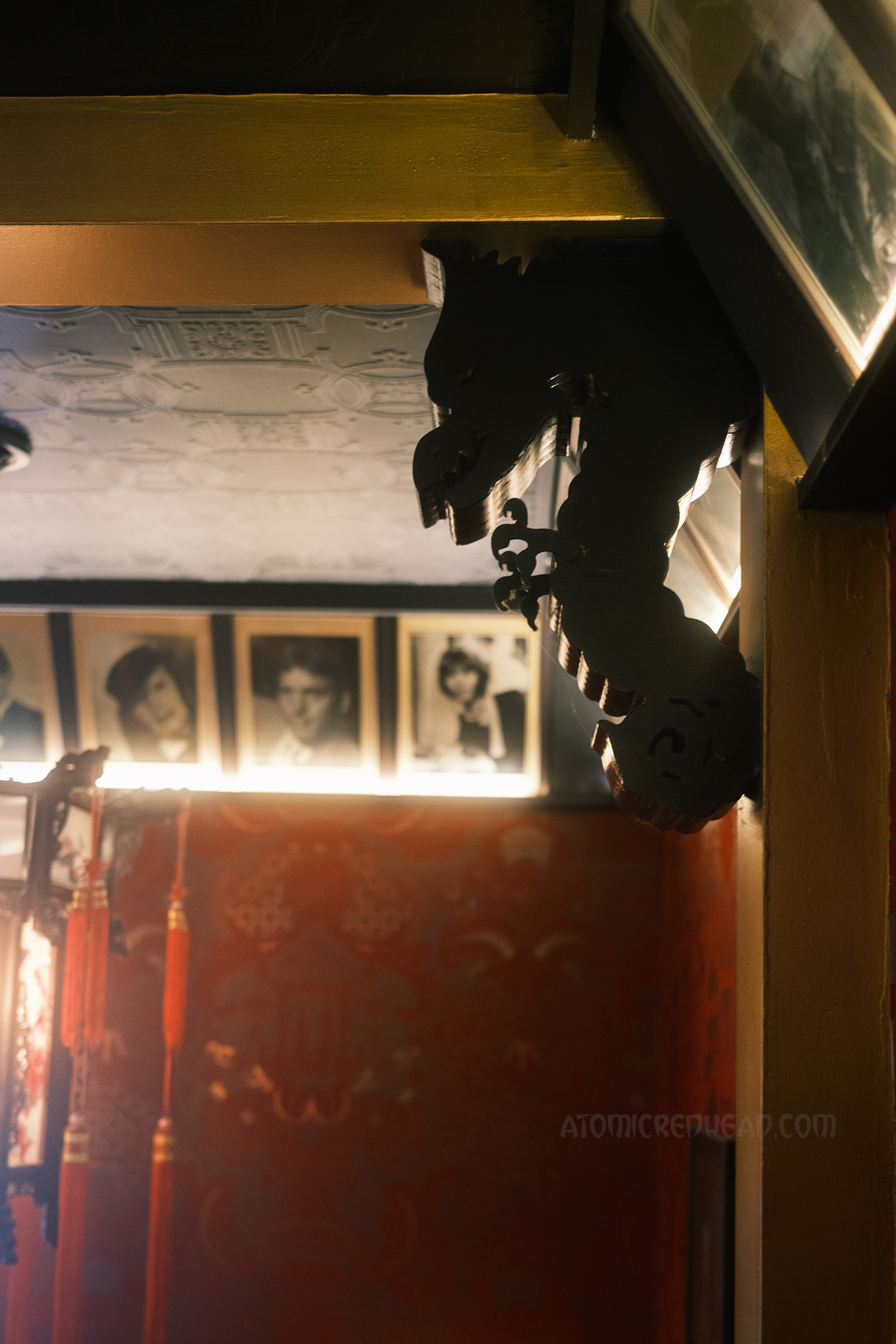 Close-up of a dragon corbel.