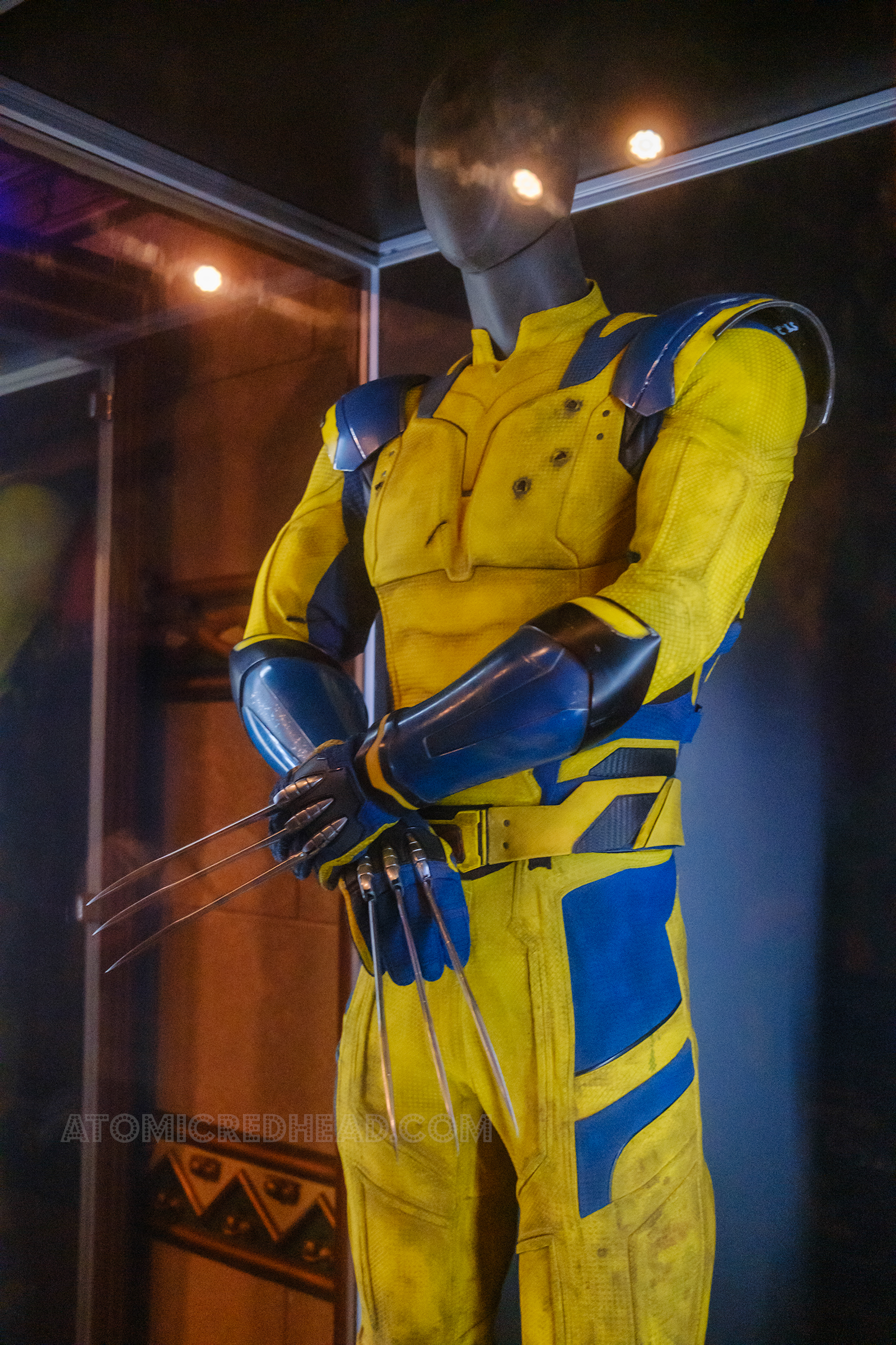 Overall view of the Wolverine costume, of yellow and blue.