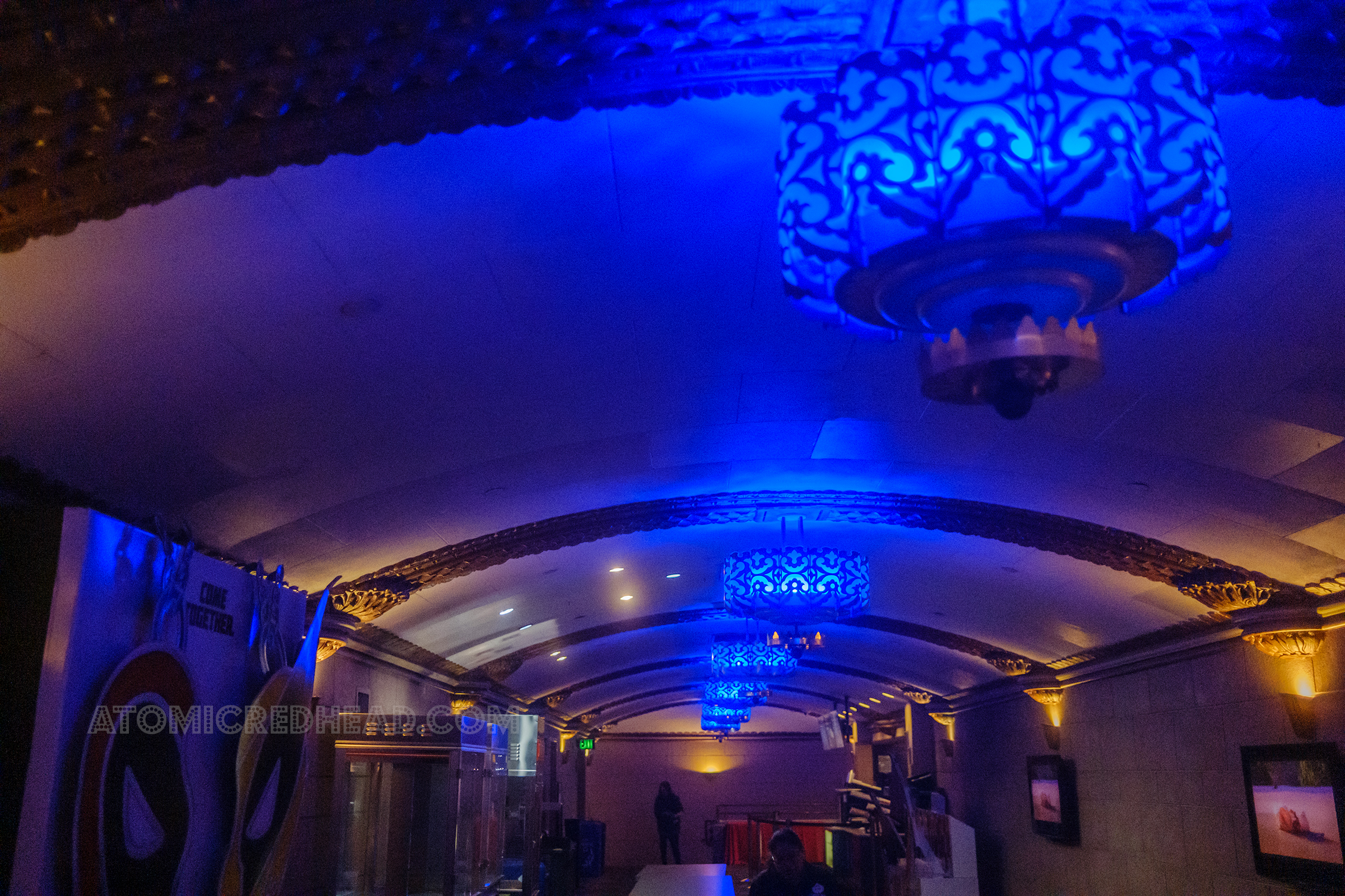 Ceiling light fixture detail of the balcony lobby.