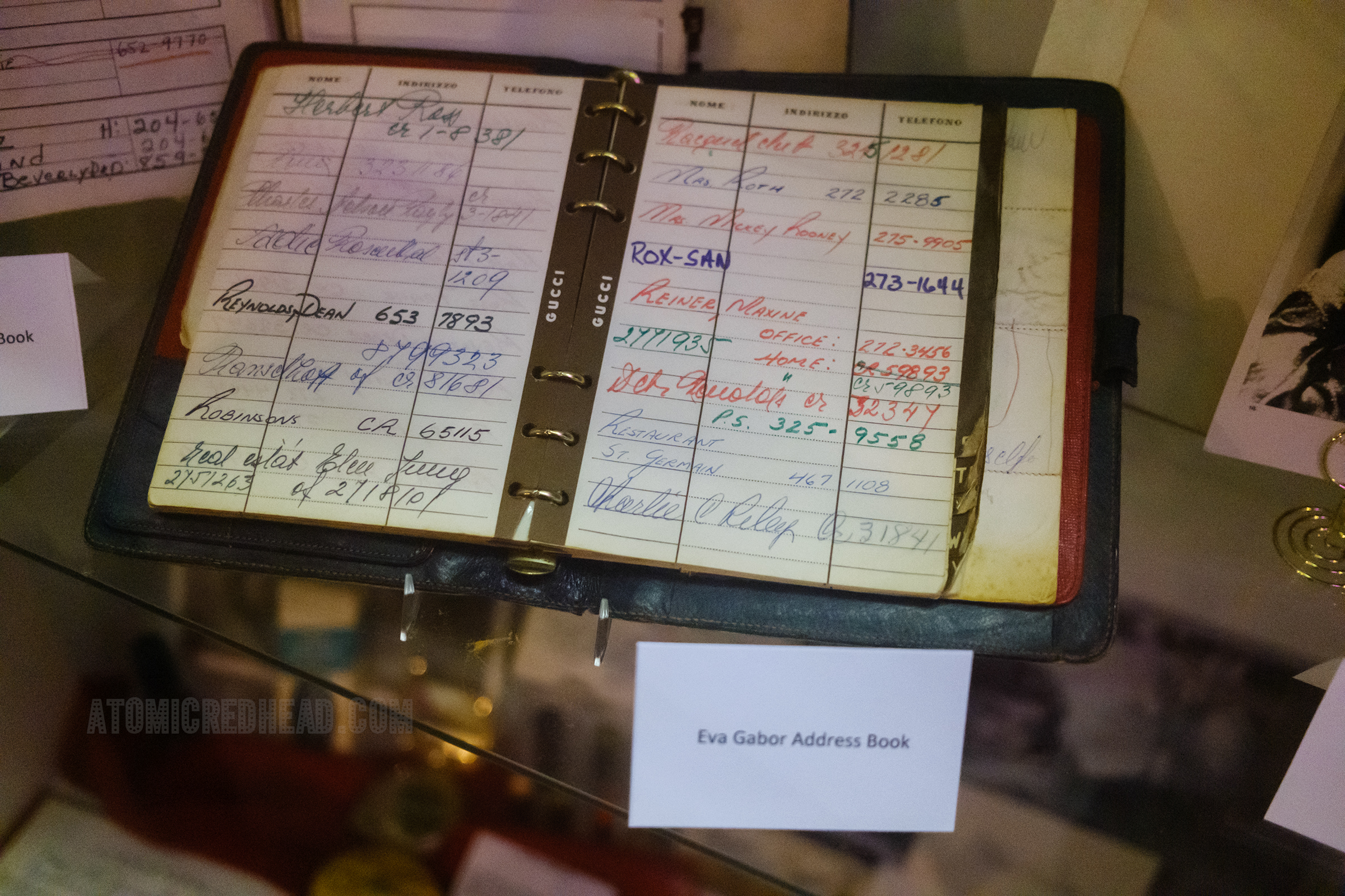 Eva Gabor's address book, noting she kept the information for the restaurant St. Germain.