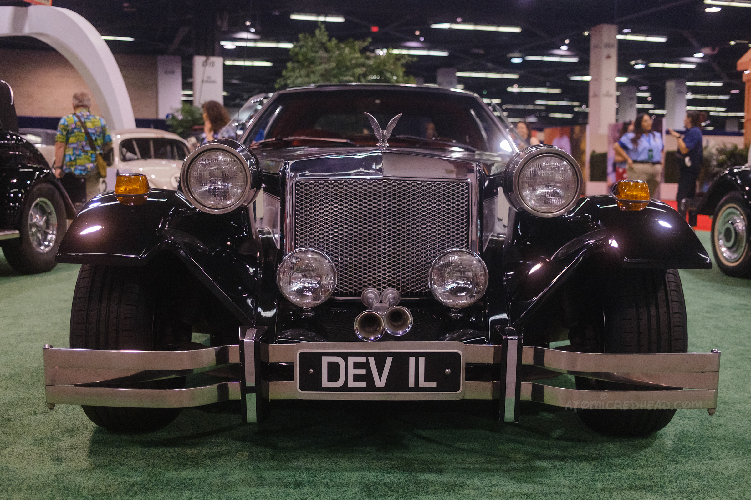 Close-up of the chrome grill and headlights of Cruella's 1987 Zaiker from Once Upon a Time.
