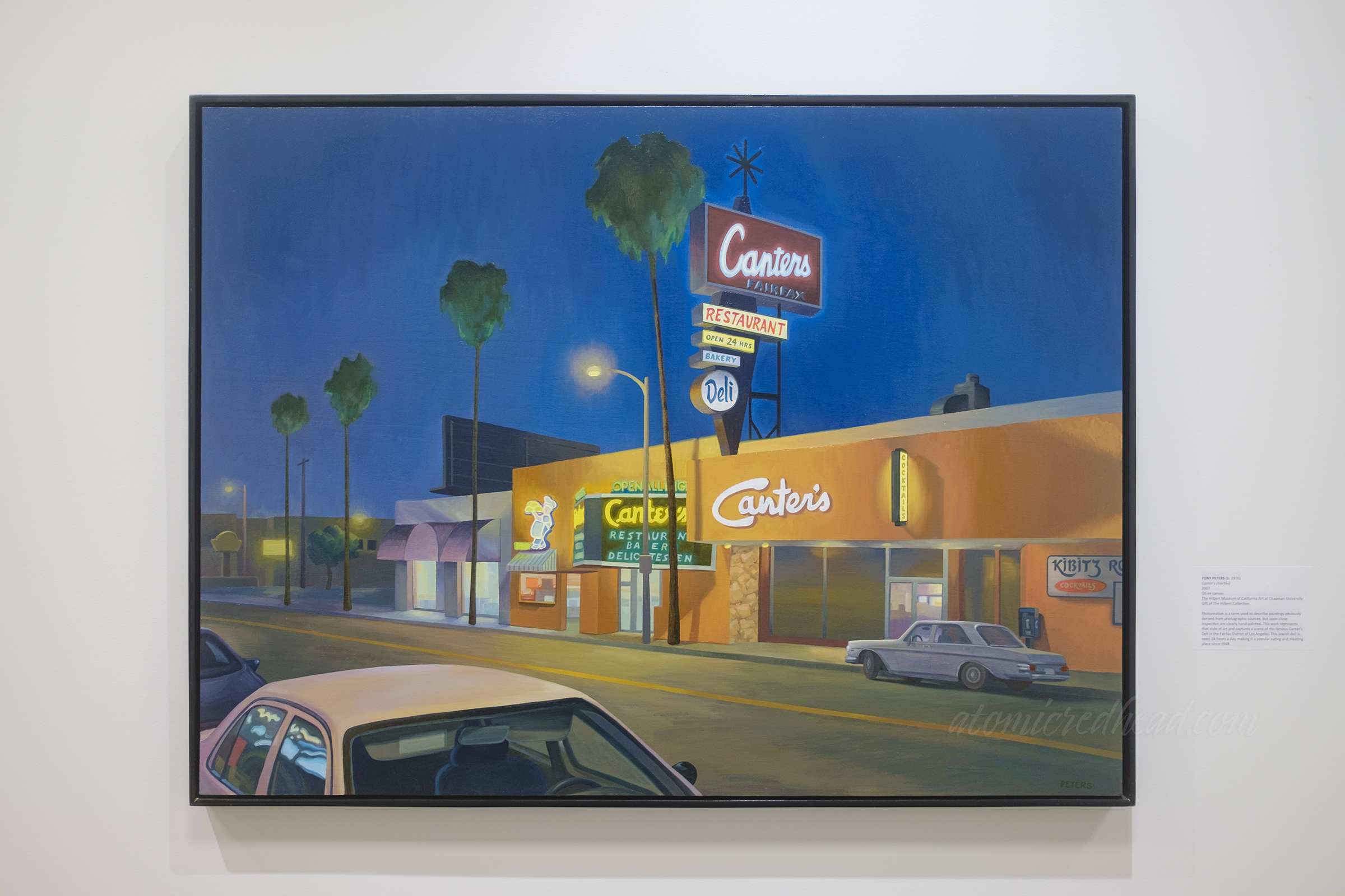A realistic painting of Canter's Deli, which features glowing neon sign reading "Canter's"
