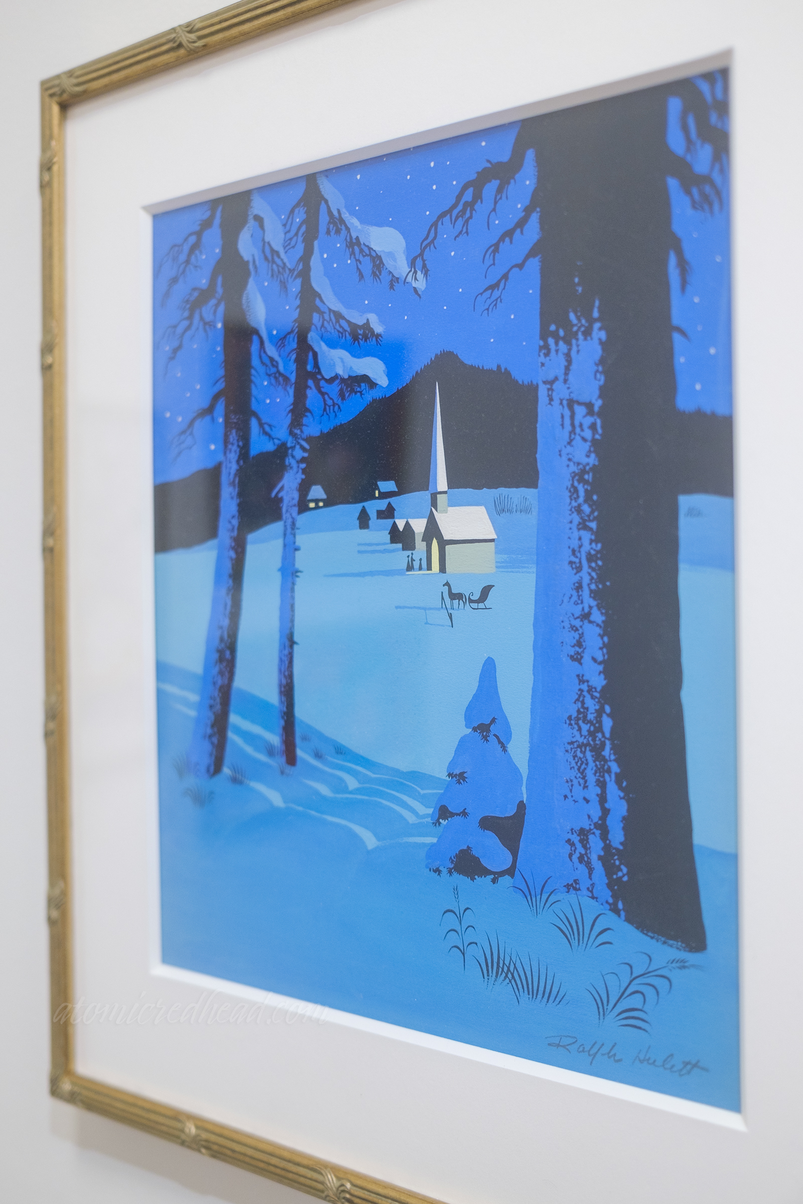 A still scene of a church in snow.