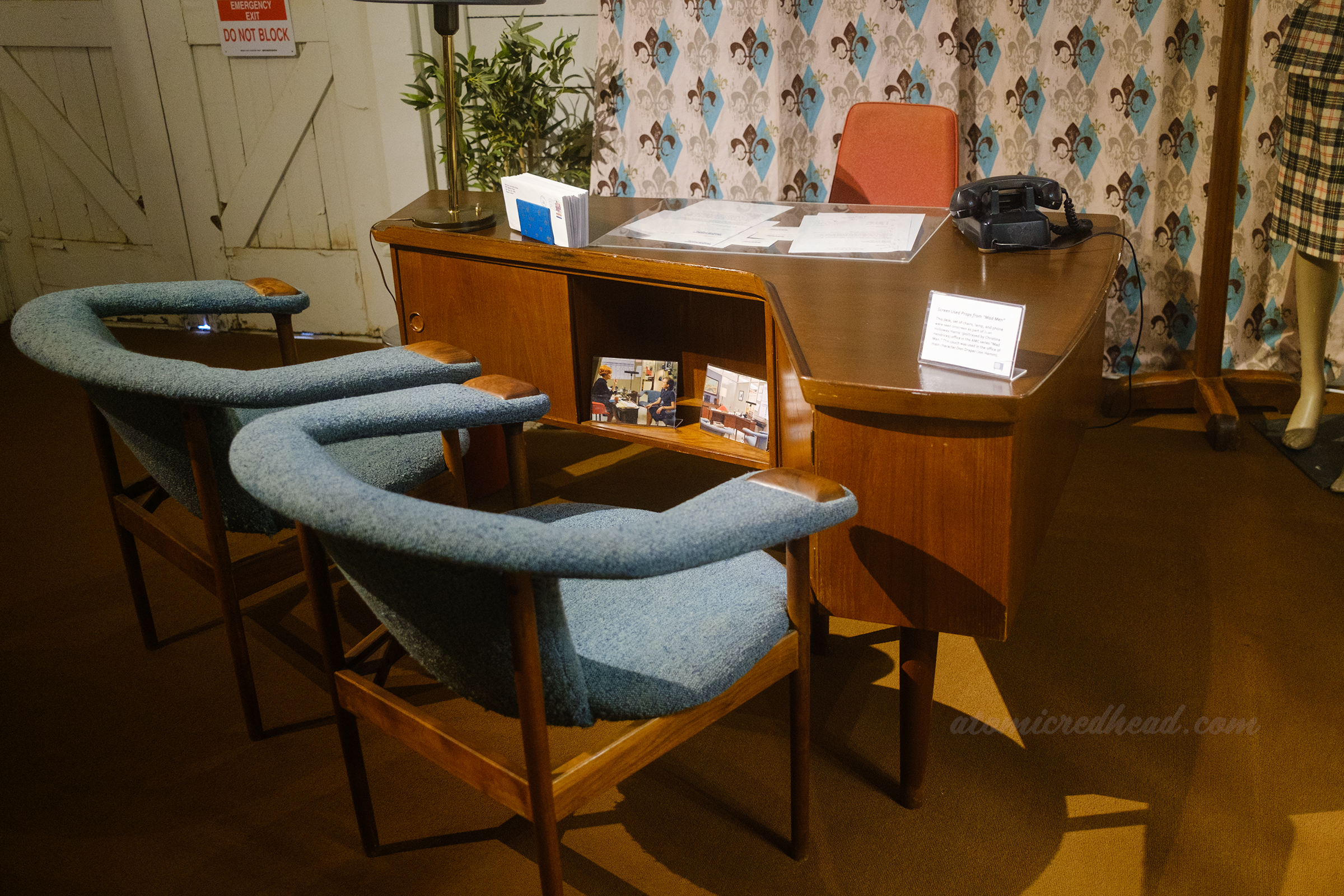 Overall of a recreation of Joan's office from Mad Men.