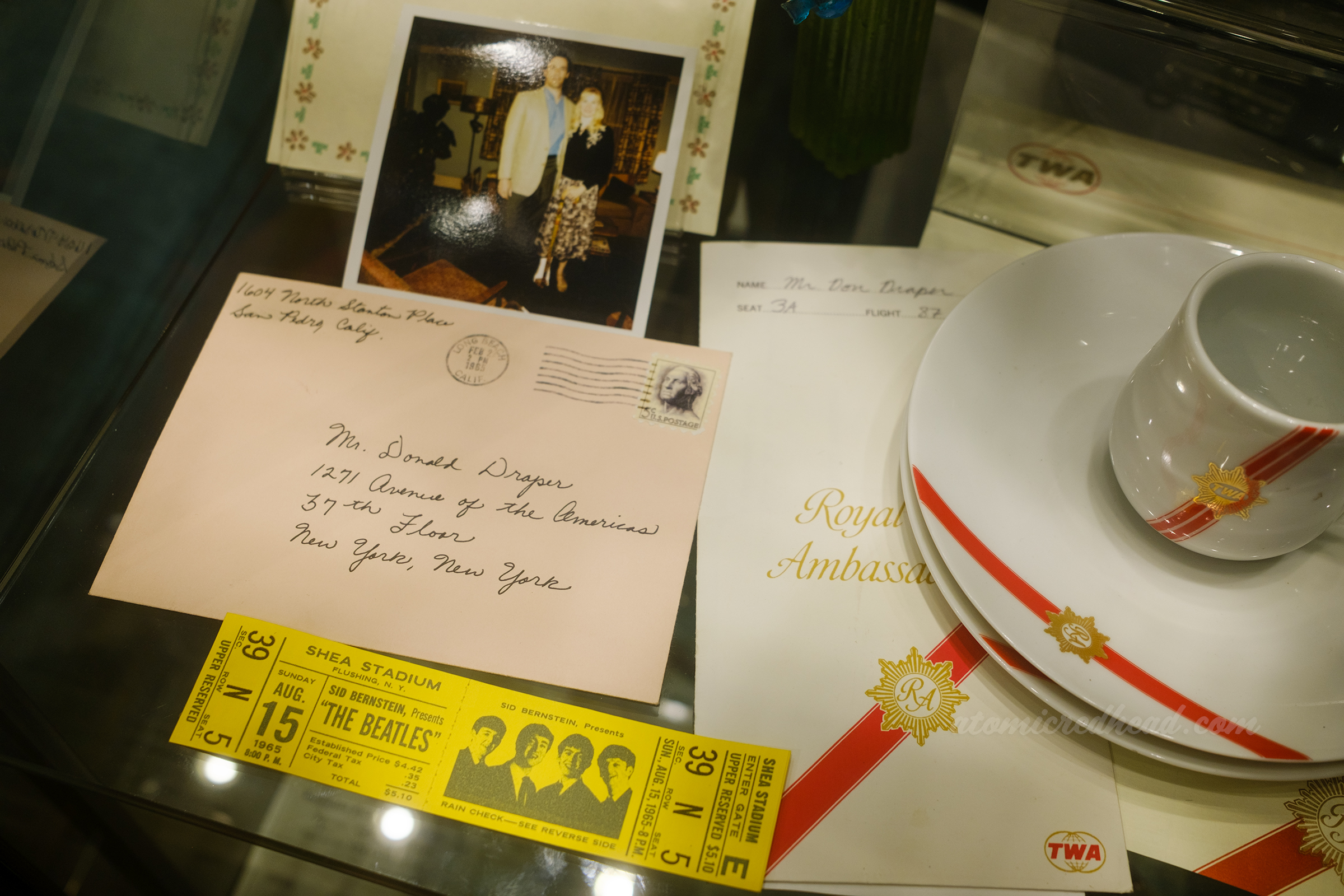 Photos, letters, and Beatles ticket from Mad Men.
