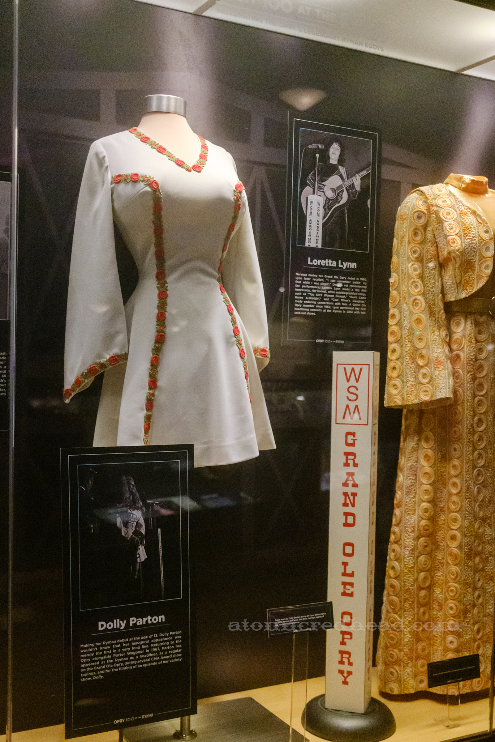 A white mini dress worn by Dolly Parton in 1970.