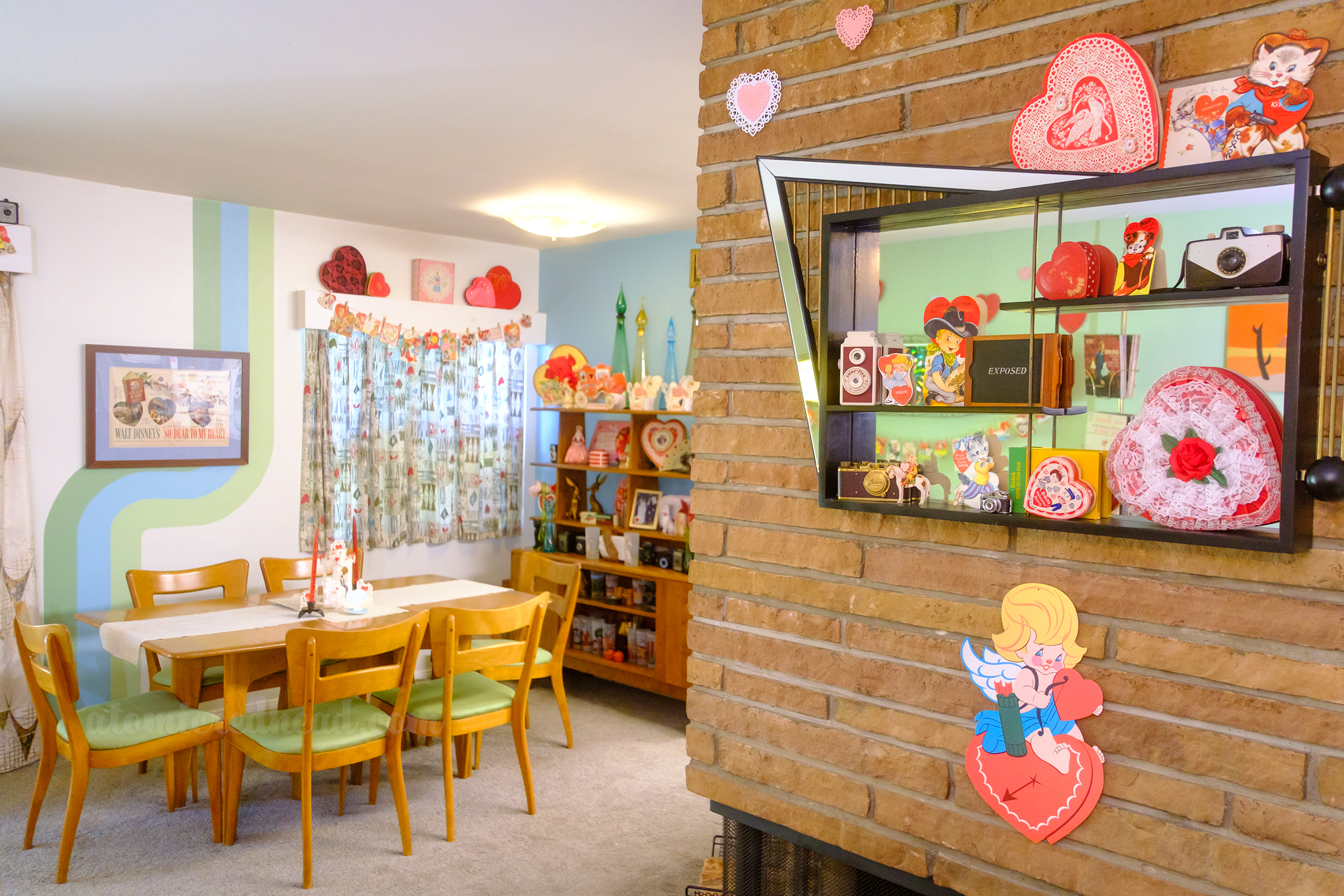 View of our fireplace and dining room.