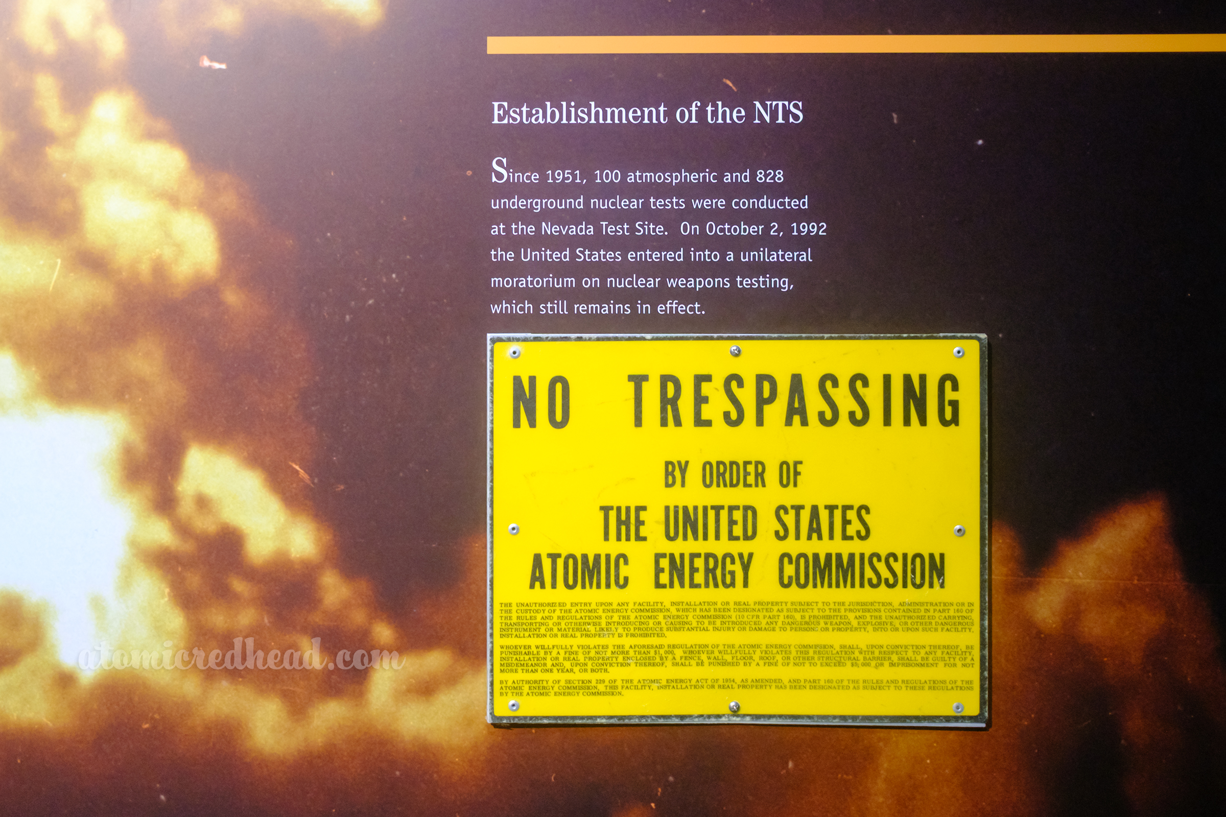 A recreation of the No Trespassing sign that was at the testing site.