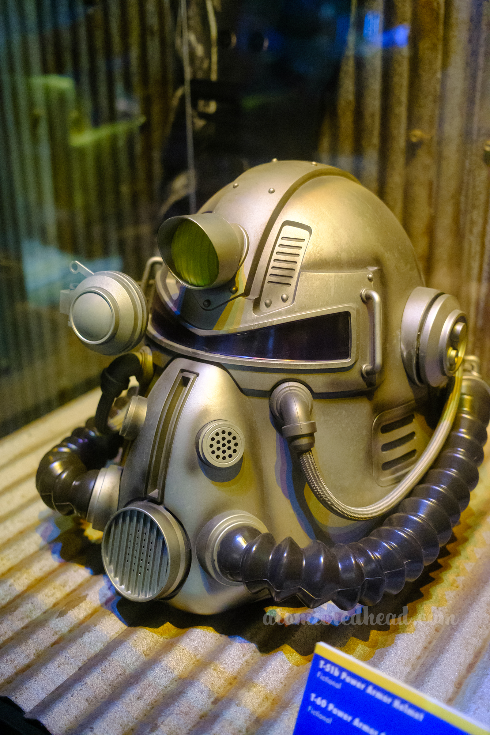 A power armor helmet from Fallout.