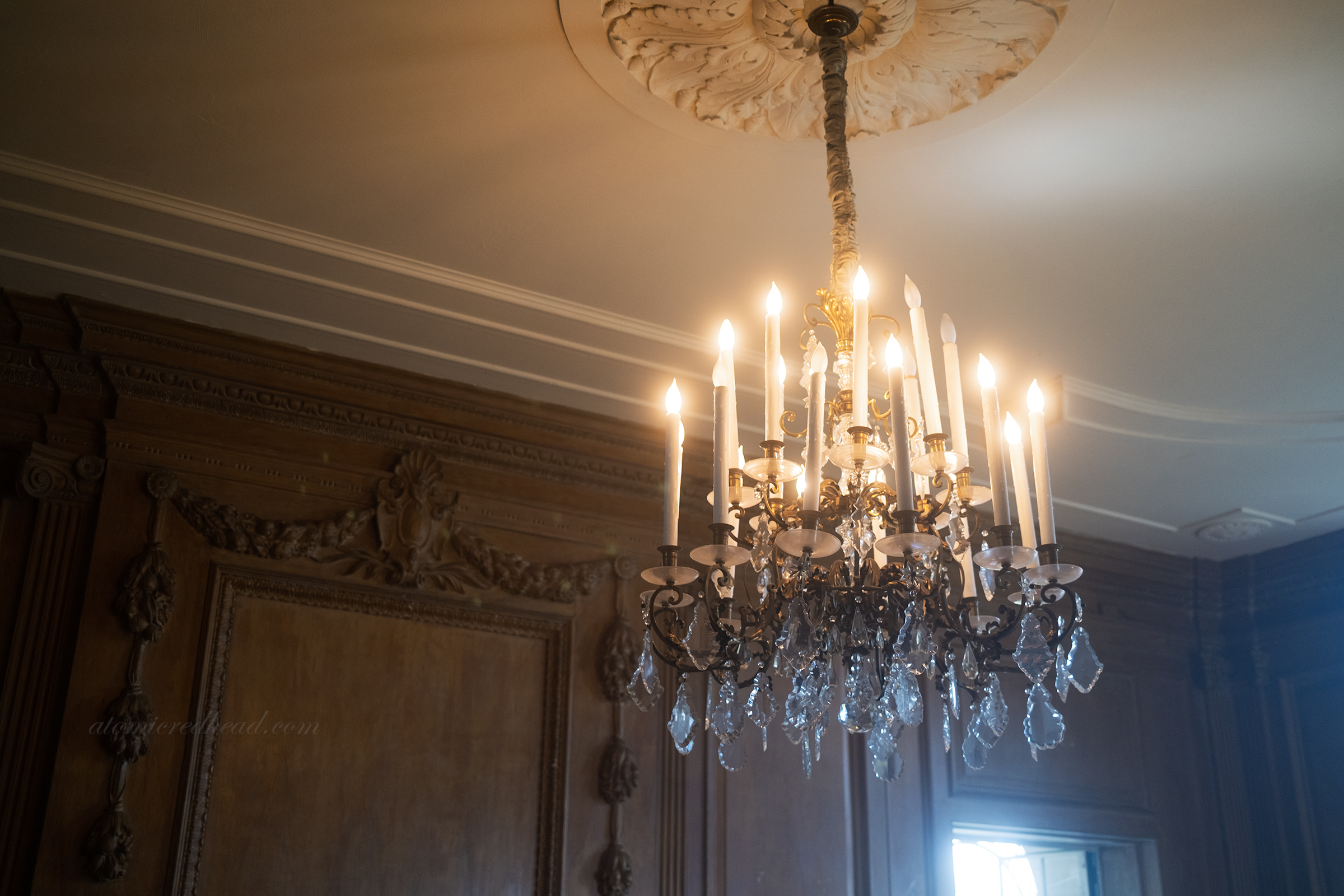 Close-up of a chandelier.