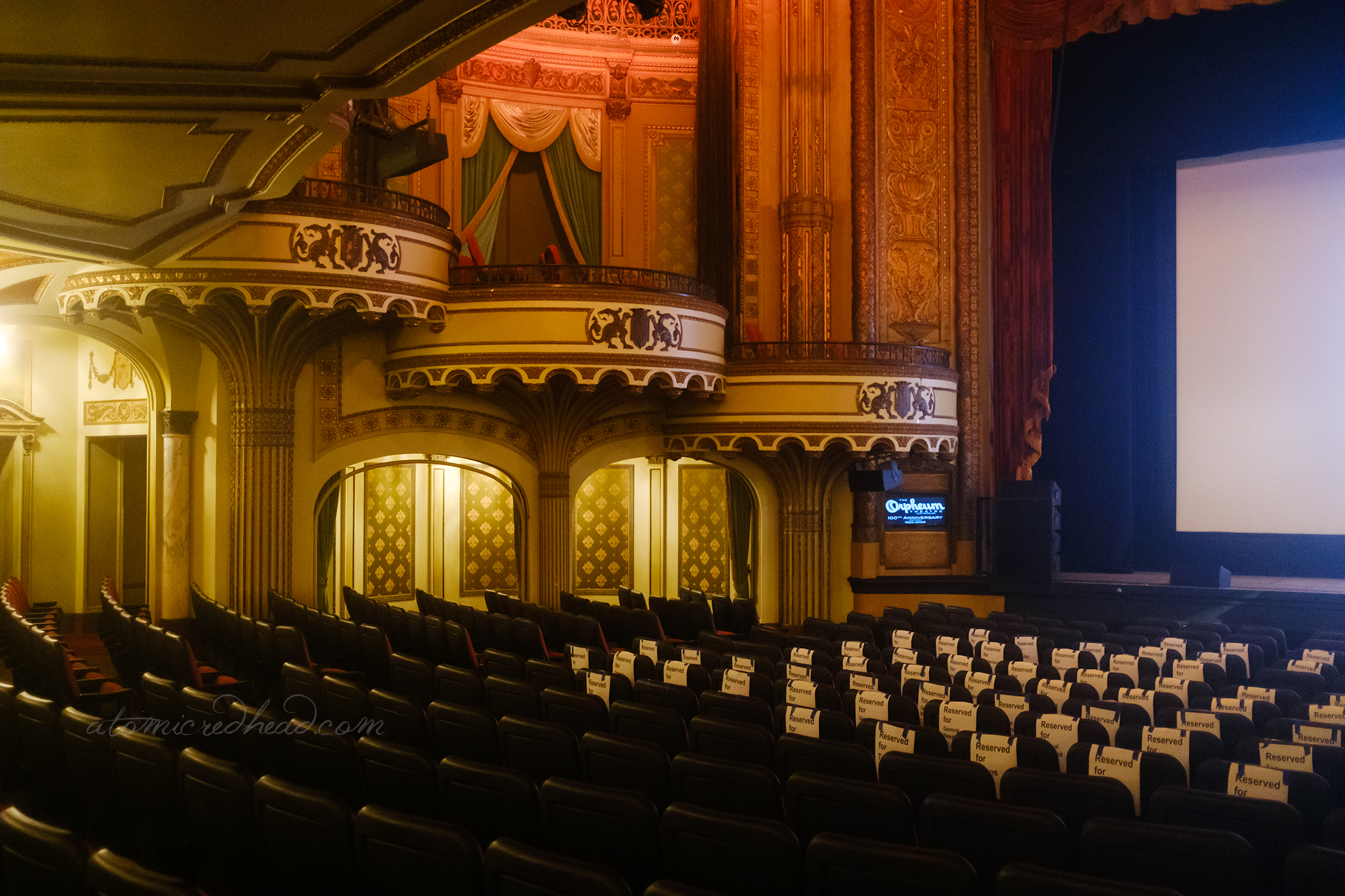 View of the box seats next to the stage.