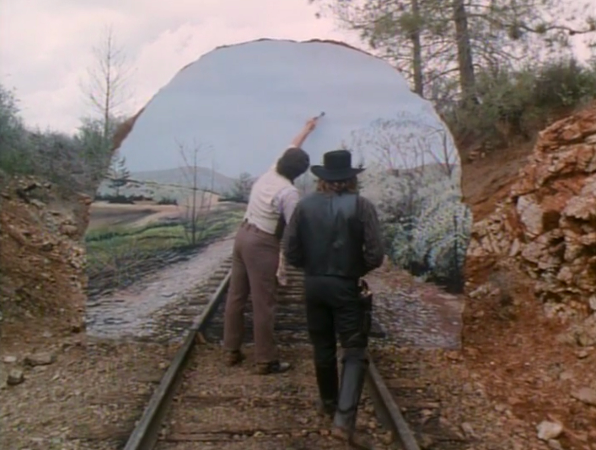 The "painted rock" as seen in Brisco. Here the painter puts the final touches on it.