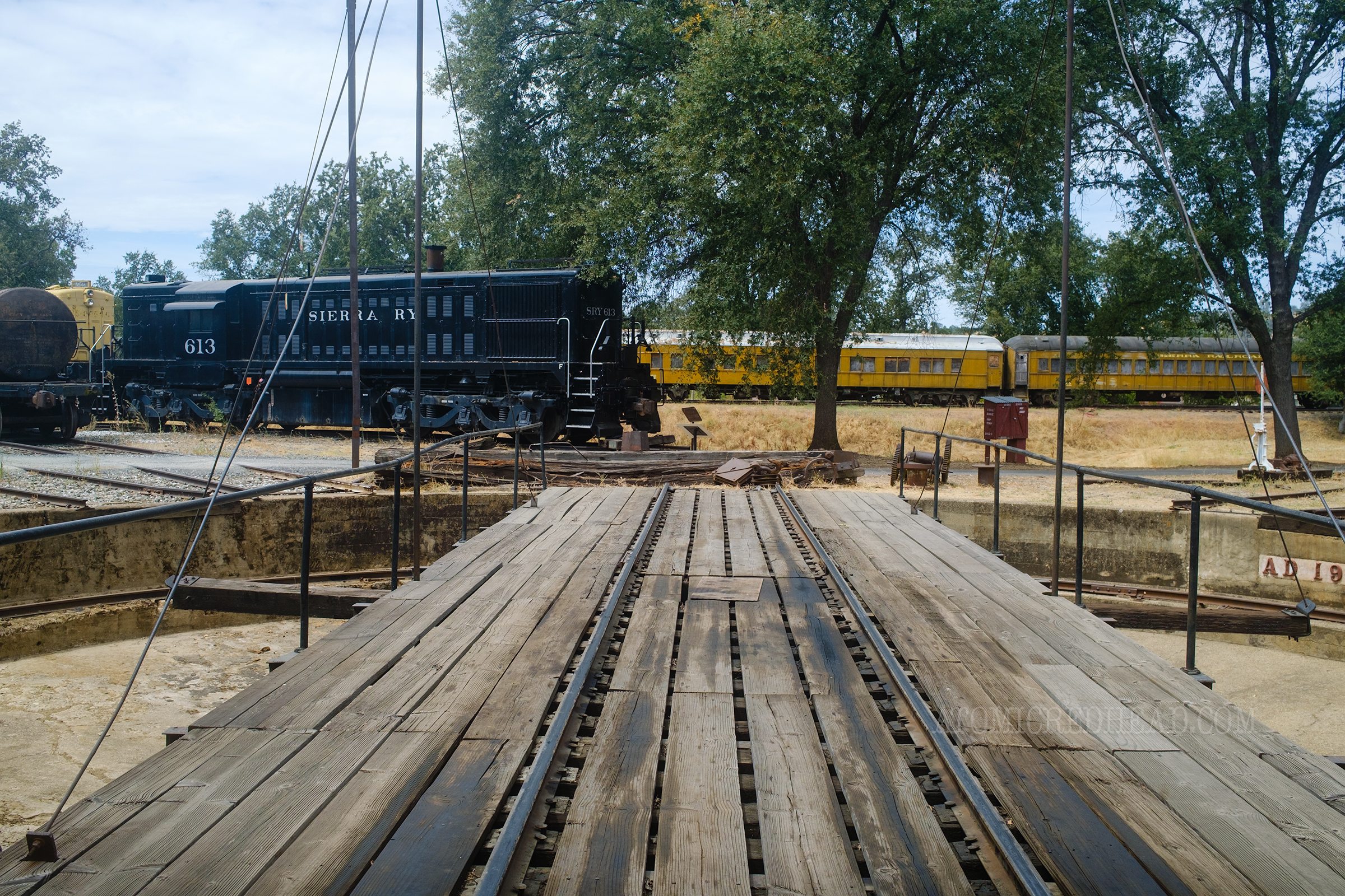 The massive turntable used for trains to enter and exit the roundhouse.
