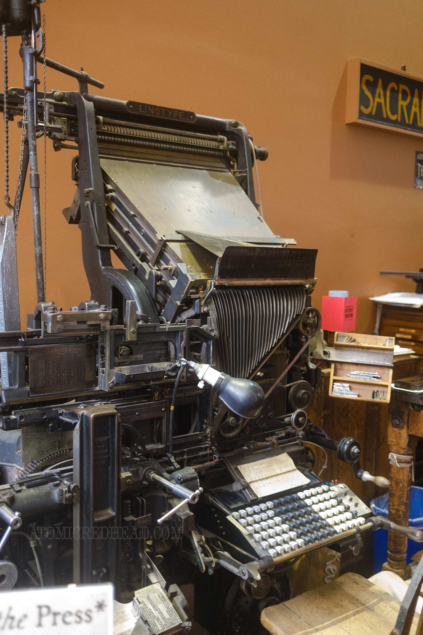 Linotype machine in the Bee area.
