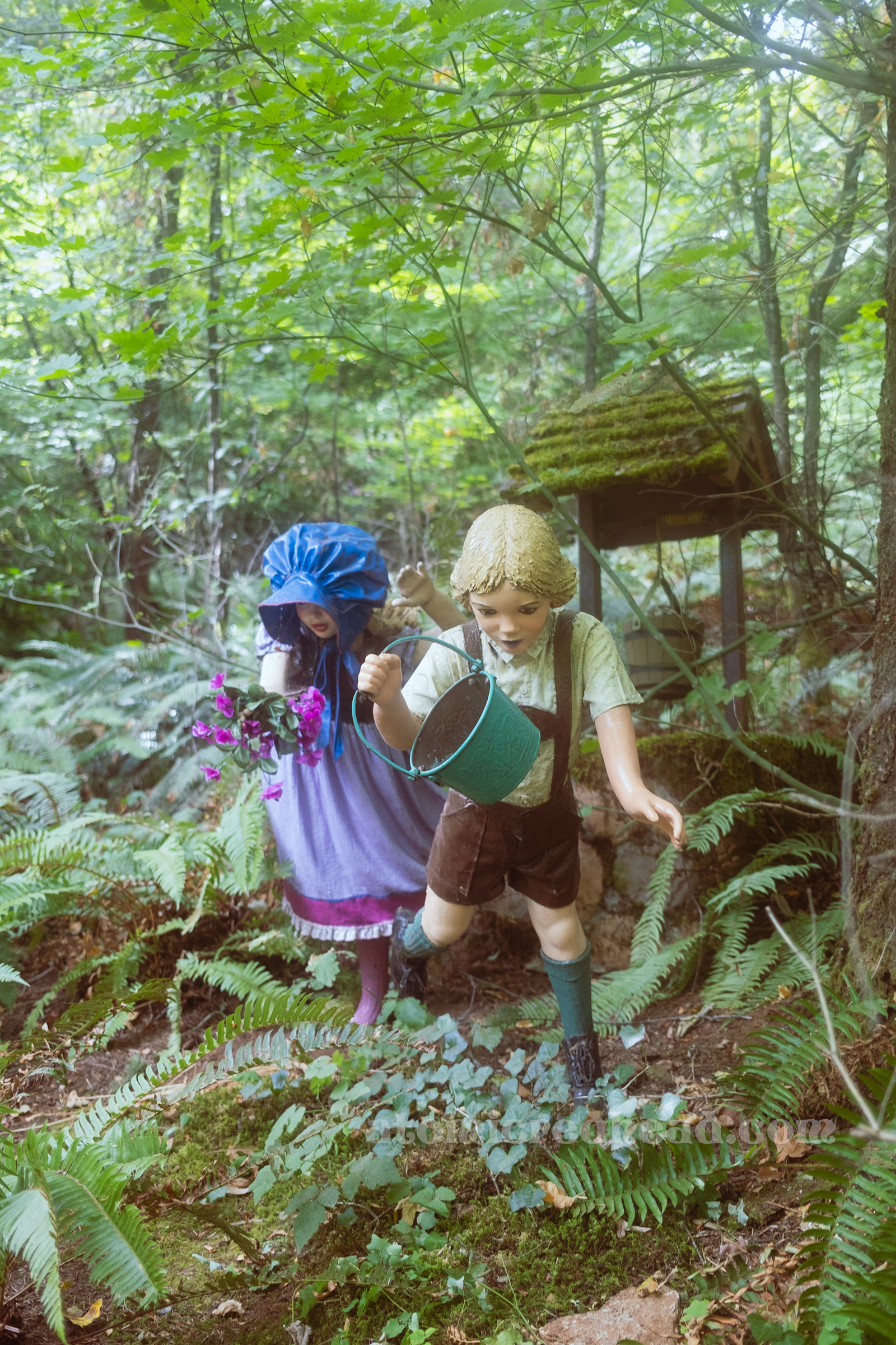 Jack and Jill coming down the hill from the well.