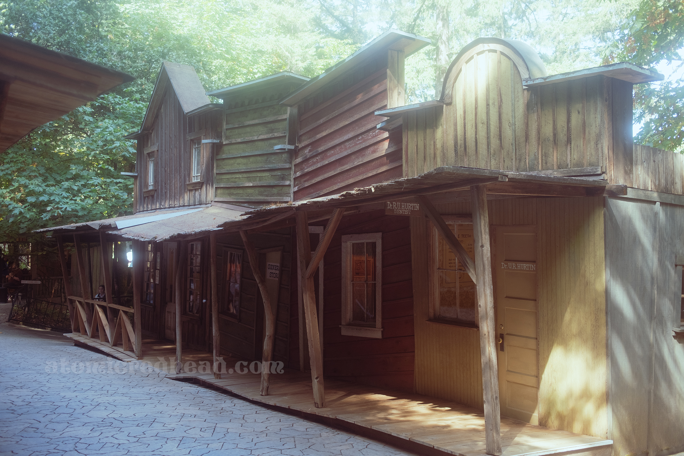 Ramshackle western buildings inside the western town.