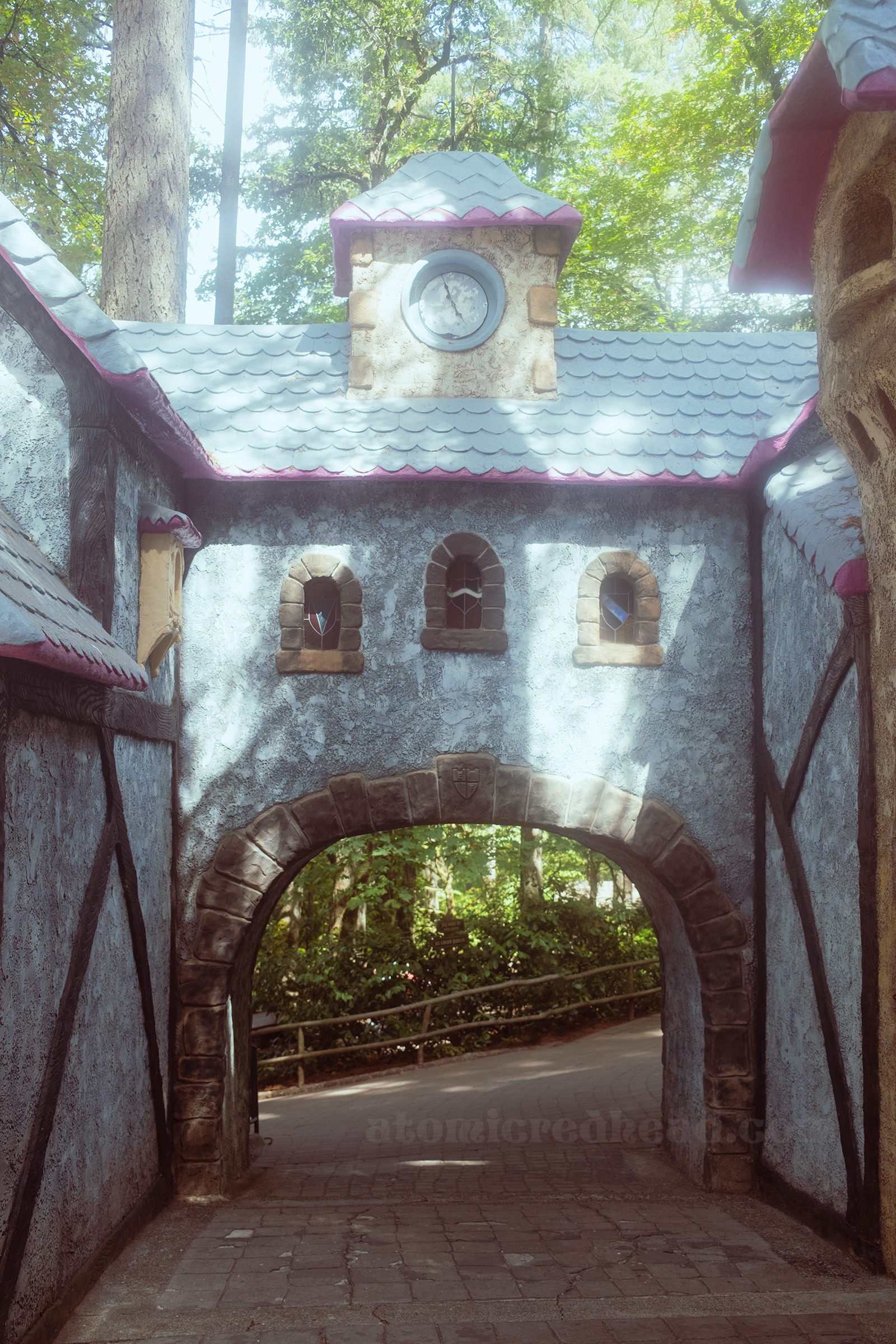 An arched gateway inside the English Village.