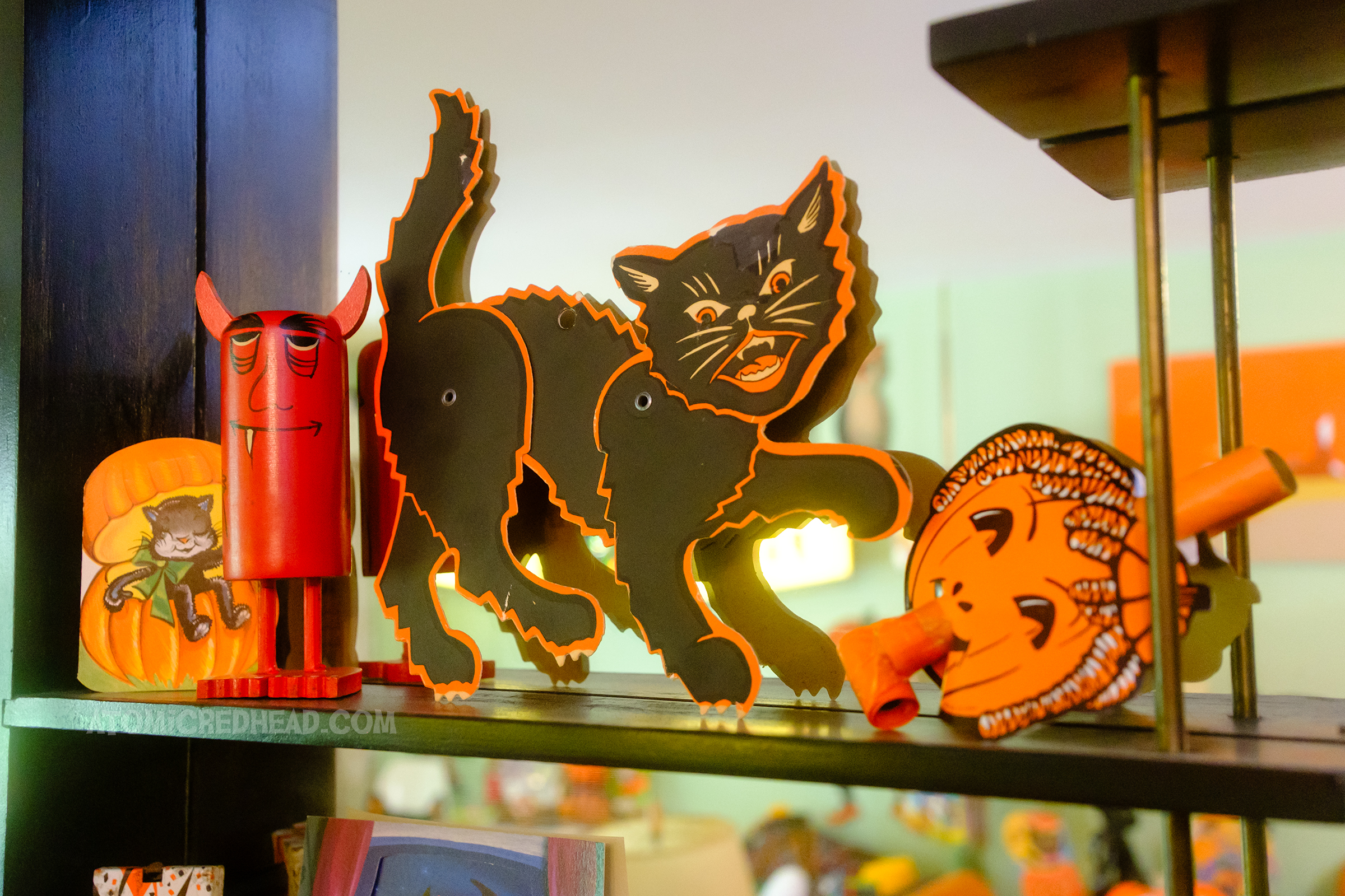 Close-up of a die cut black cat.