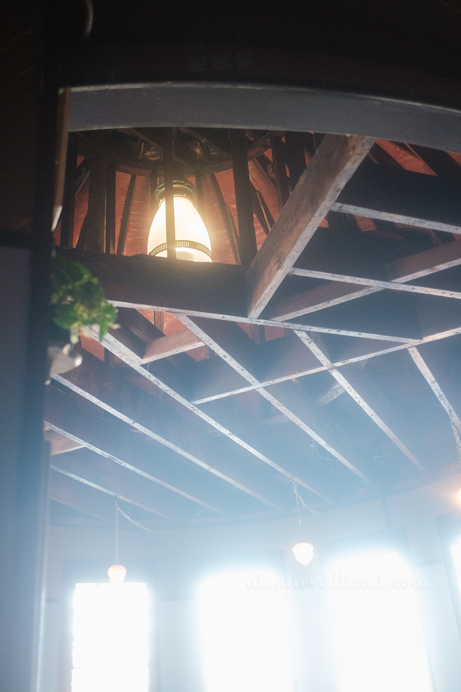The complex and bizarre interior construction.