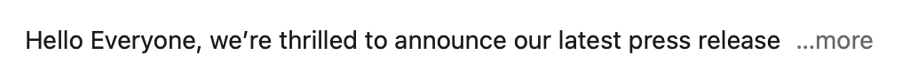 LinkedIn post reads, "Hello Everyone, we're thrilled to announce our latest press release..." LinkedIn post reads, "Hello Everyone, we're thrilled to announce our latest press release..."