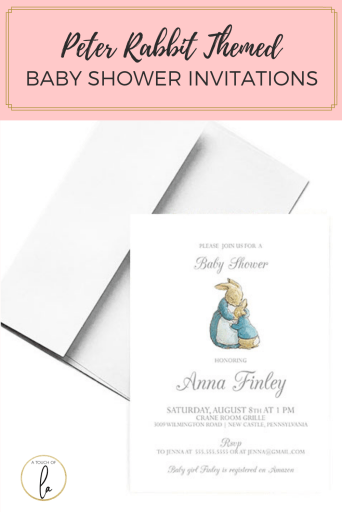 Peter Rabbit Themed Baby Shower Invitations