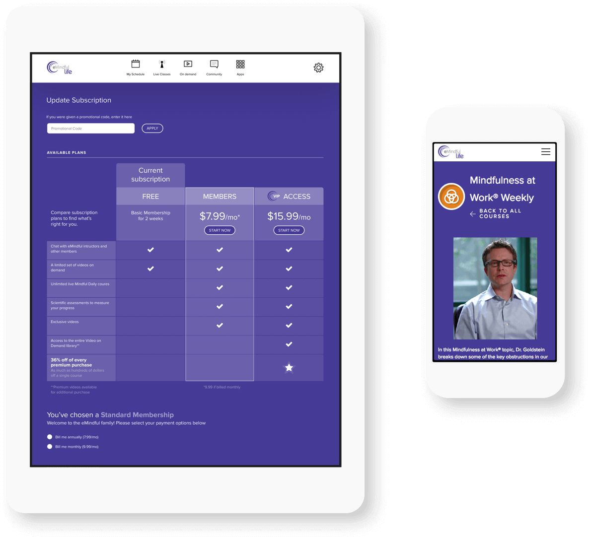 eMindful seen on mobile devices. ATTCK case study