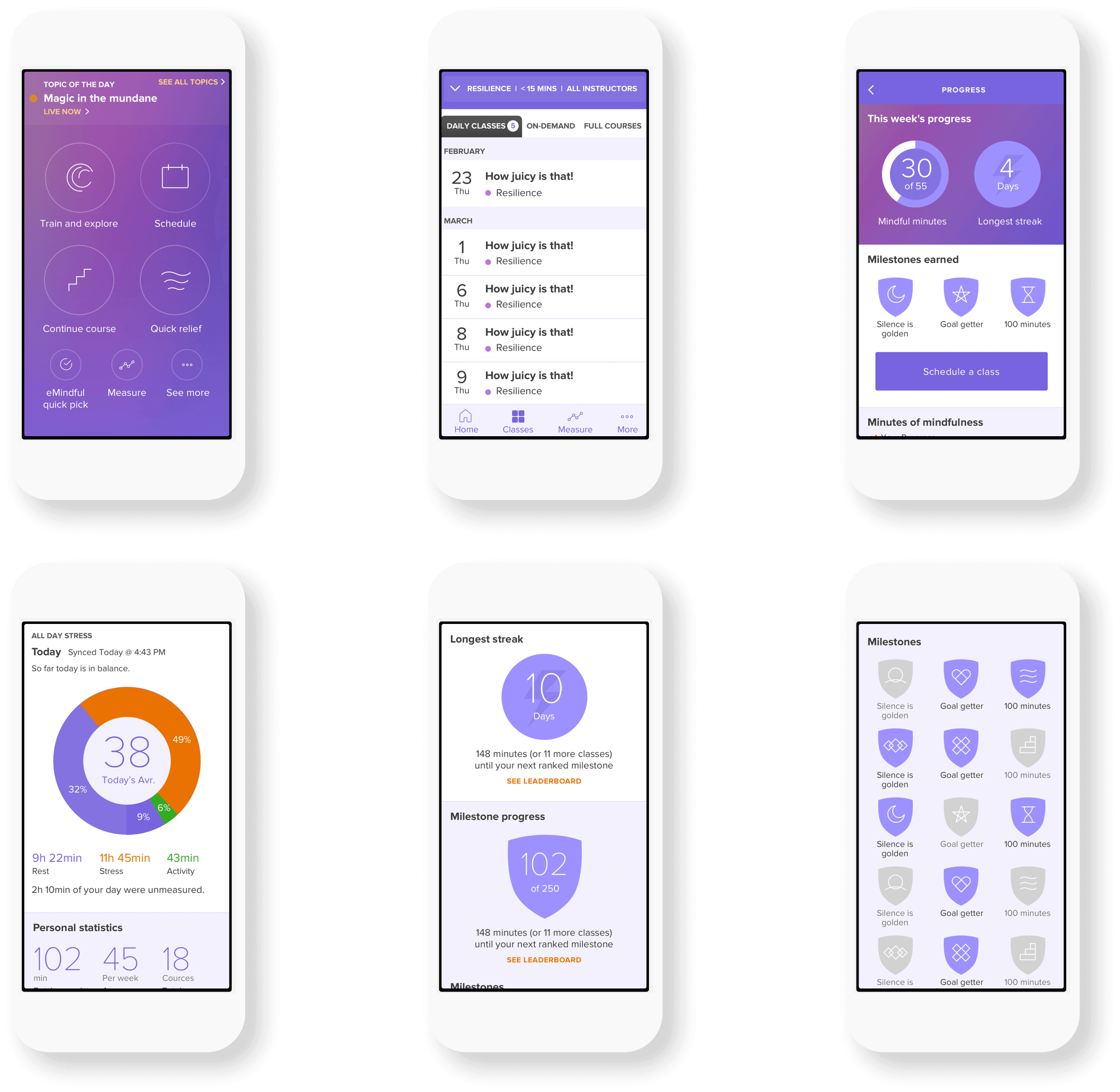 eMindfuls interface seen on 6 mobile devices. ATTCK case study
