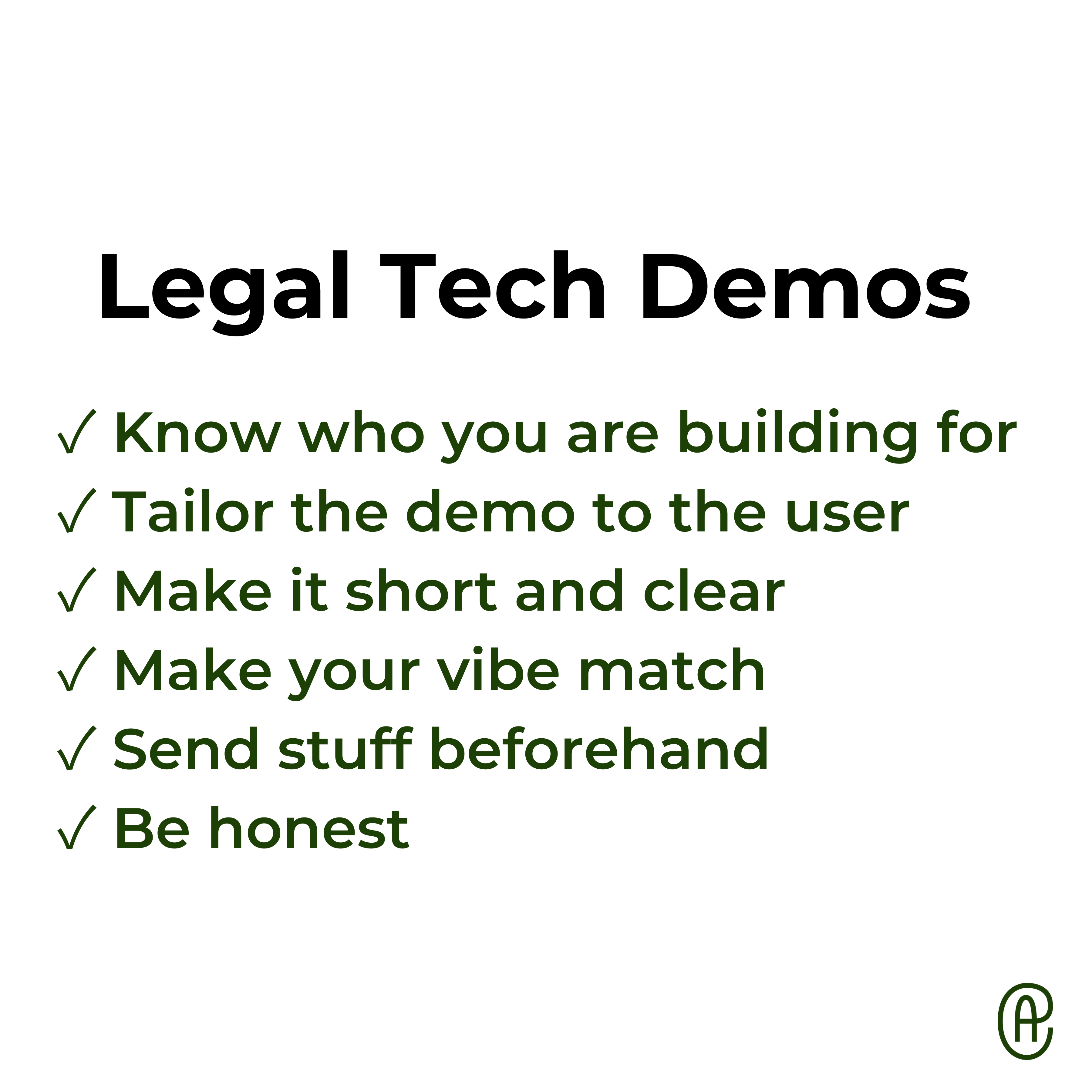 Legal Tech Demo Checklist