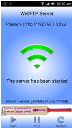 Share your android phone contents on your home network via Wifi |