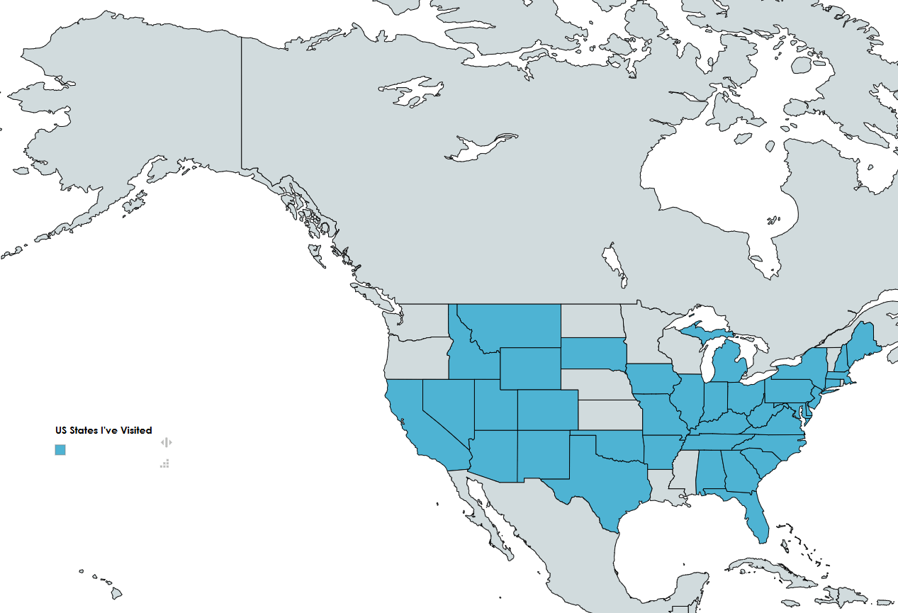 Map of Us States I've Visited