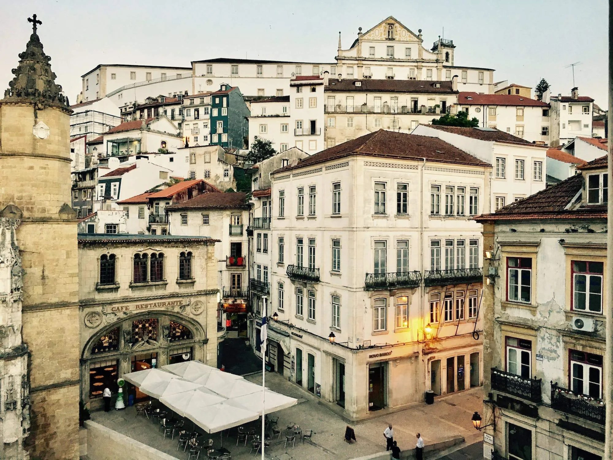 Street scene in Coimbra near local cafés and the historic center