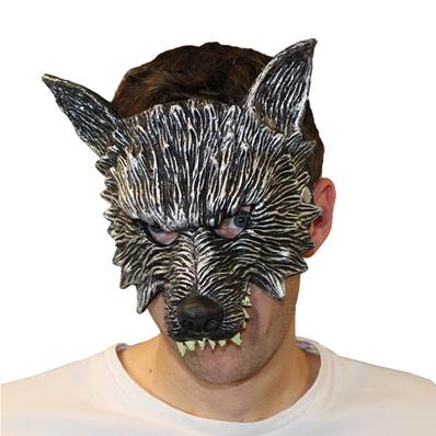 Masque Loup-garou Demi-visage En Latex - Marron Avec Fourrure - Accessoire Déguisement Halloween - 5
