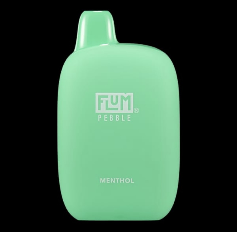 Mint-green Fum Pebble Menthol Vape Pod on a Black Background Front View with Logo Visible - Australia E-cigarette Store