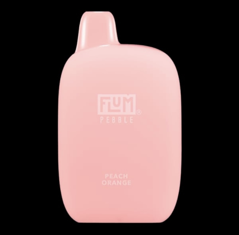 Pink Flum Pebble Disposable Vape Device on a Black Background Flavor Peach Orange - Australia E-cigarette Store