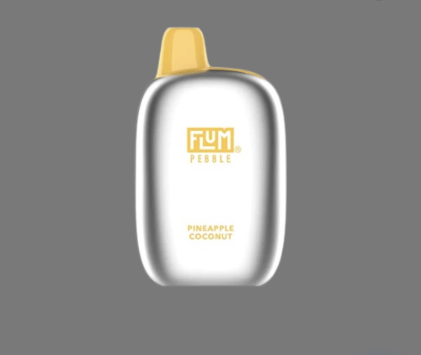 Fum Pebble Disposable Vape in White with a Yellow Mouthpiece Pineapple Coconut Flavor - Australia E-cigarette Store